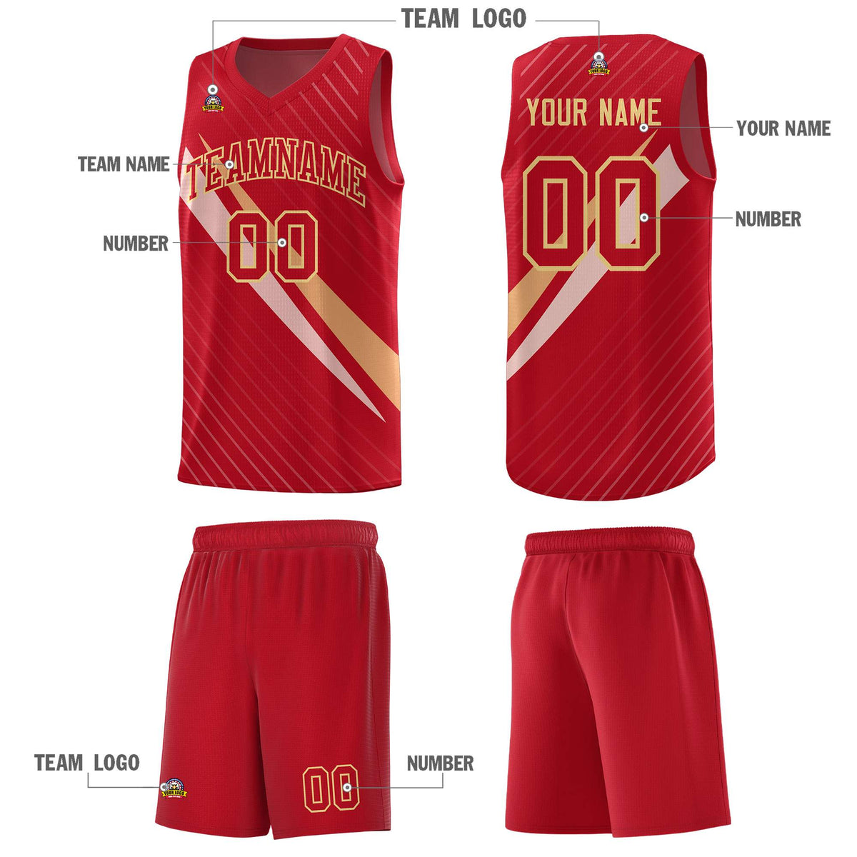 Custom Red Diagonal Pinstripe Pattern Color Block Sports Uniform Basketball Jersey|KXKSHOP