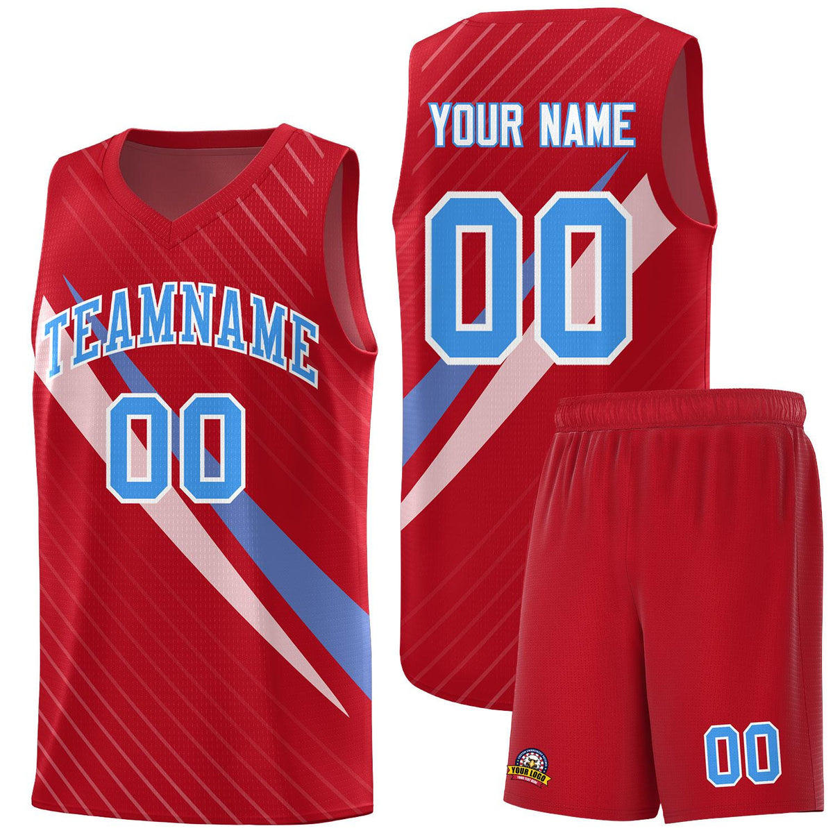 Custom Red Diagonal Pinstripe Pattern Color Block Sports Uniform Basketball Jersey|KXKSHOP