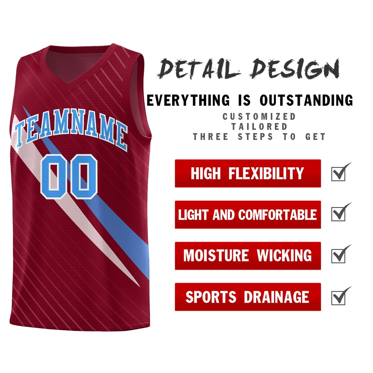 Custom Crimson Diagonal Pinstripe Pattern Color Block Sports Uniform Basketball Jersey|KXKSHOP