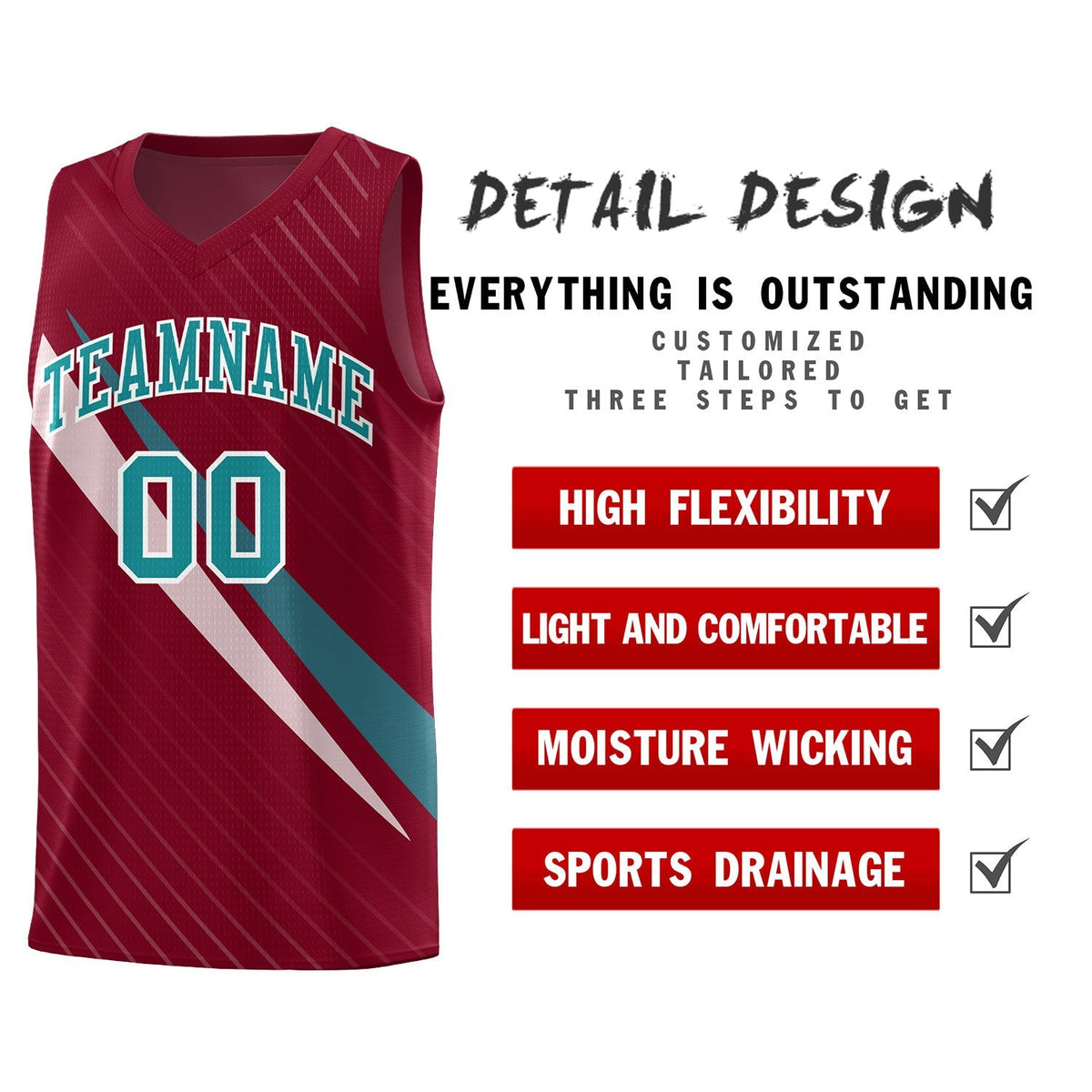 Custom Crimson Diagonal Pinstripe Pattern Color Block Sports Uniform Basketball Jersey|KXKSHOP