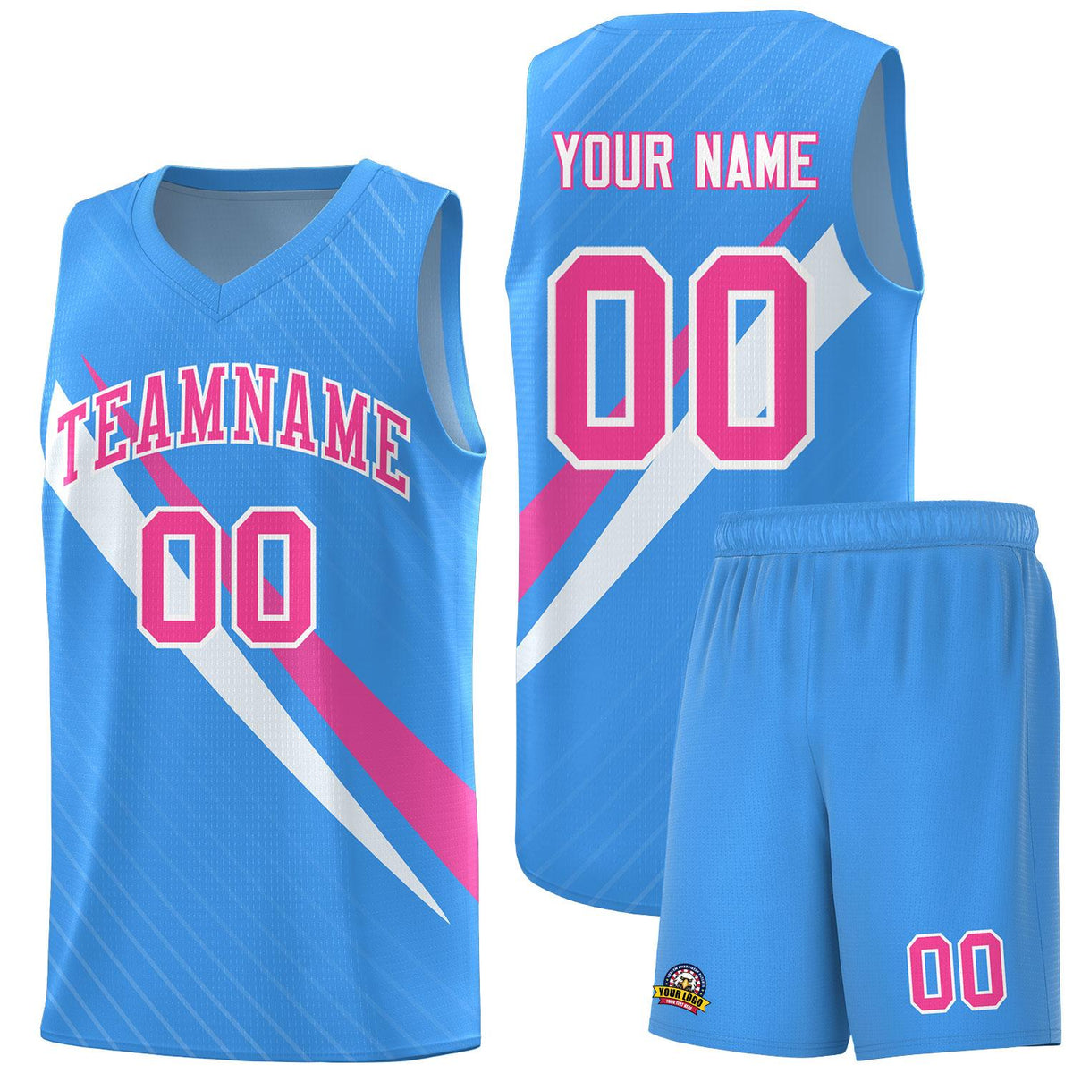 Custom Light Blue Diagonal Pinstripe Pattern Color Block Sports Uniform Basketball Jersey|KXKSHOP