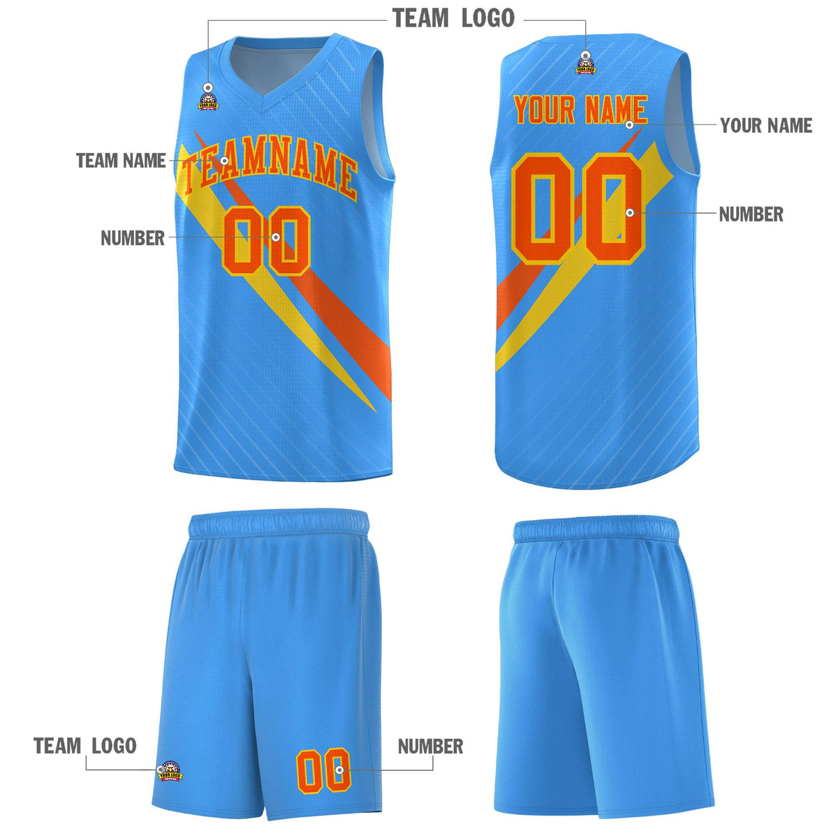 Custom Light Blue Diagonal Pinstripe Pattern Color Block Sports Uniform Basketball Jersey|KXKSHOP