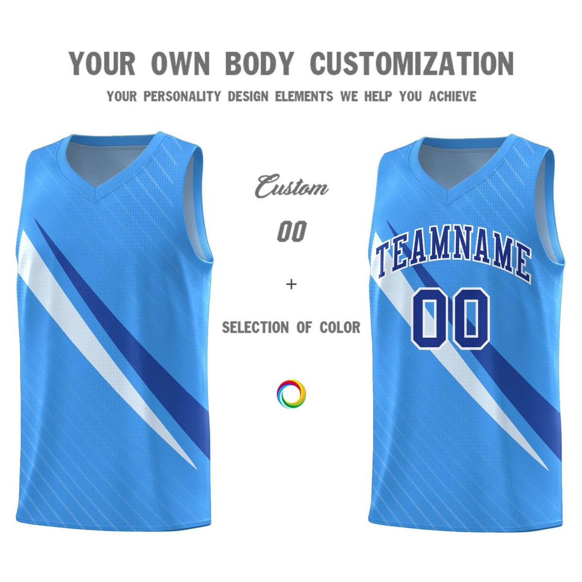Custom Light Blue Diagonal Pinstripe Pattern Color Block Sports Uniform Basketball Jersey|KXKSHOP