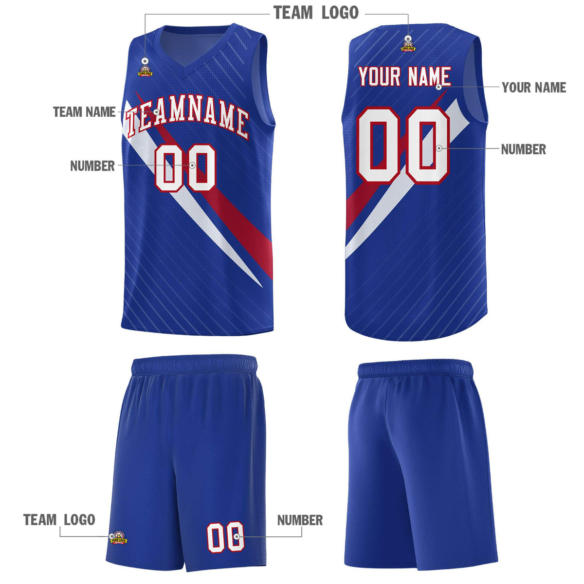 Custom Royal Diagonal Pinstripe Pattern Color Block Sports Uniform Basketball Jersey|KXKSHOP