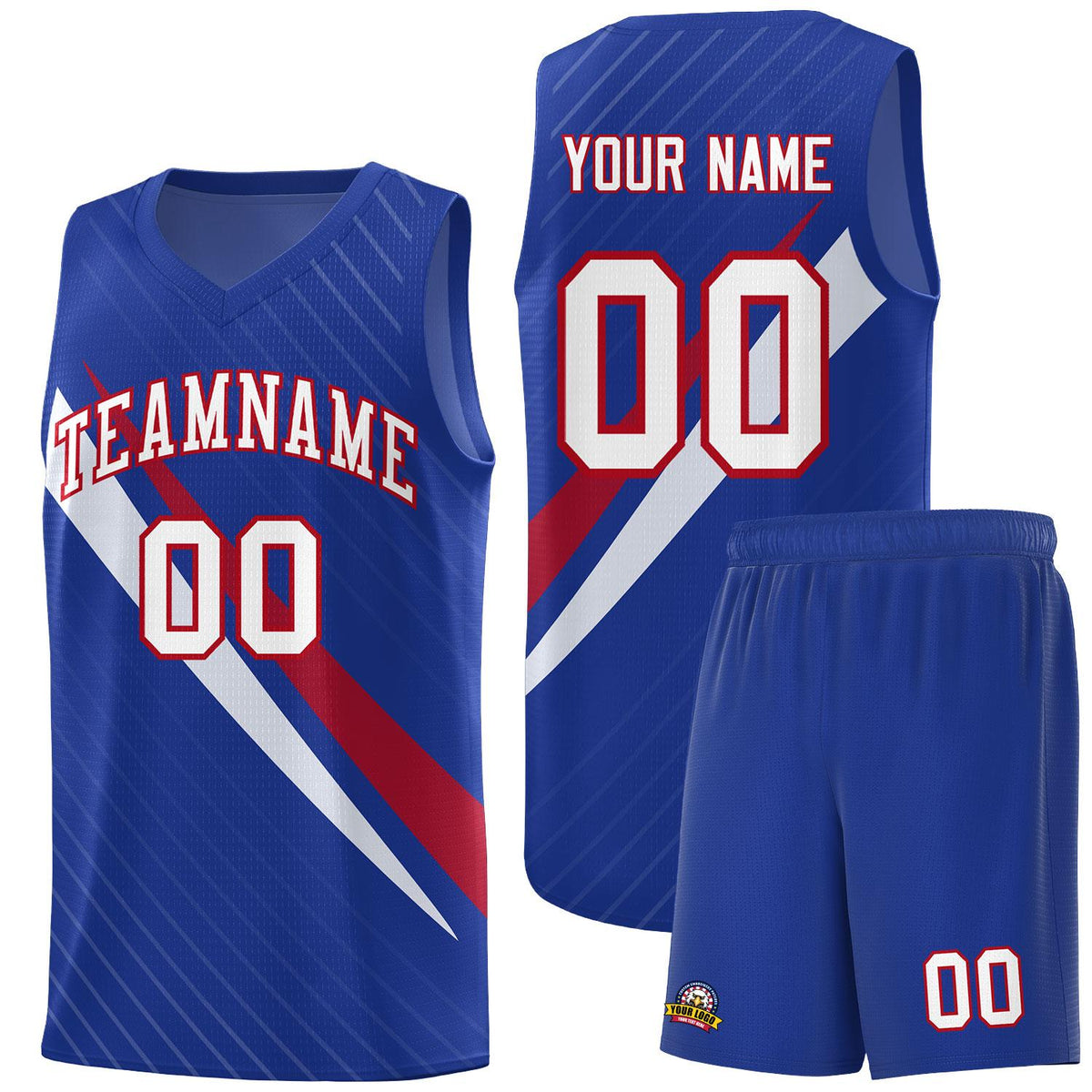 Custom Royal Diagonal Pinstripe Pattern Color Block Sports Uniform Basketball Jersey|KXKSHOP