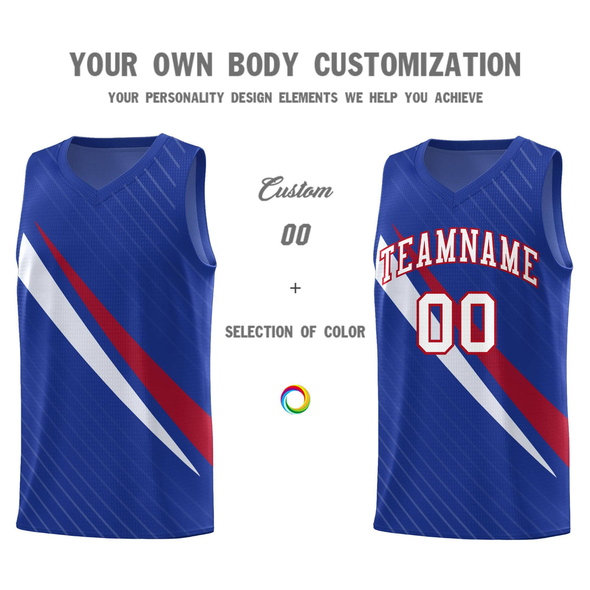 Custom Royal Diagonal Pinstripe Pattern Color Block Sports Uniform Basketball Jersey|KXKSHOP