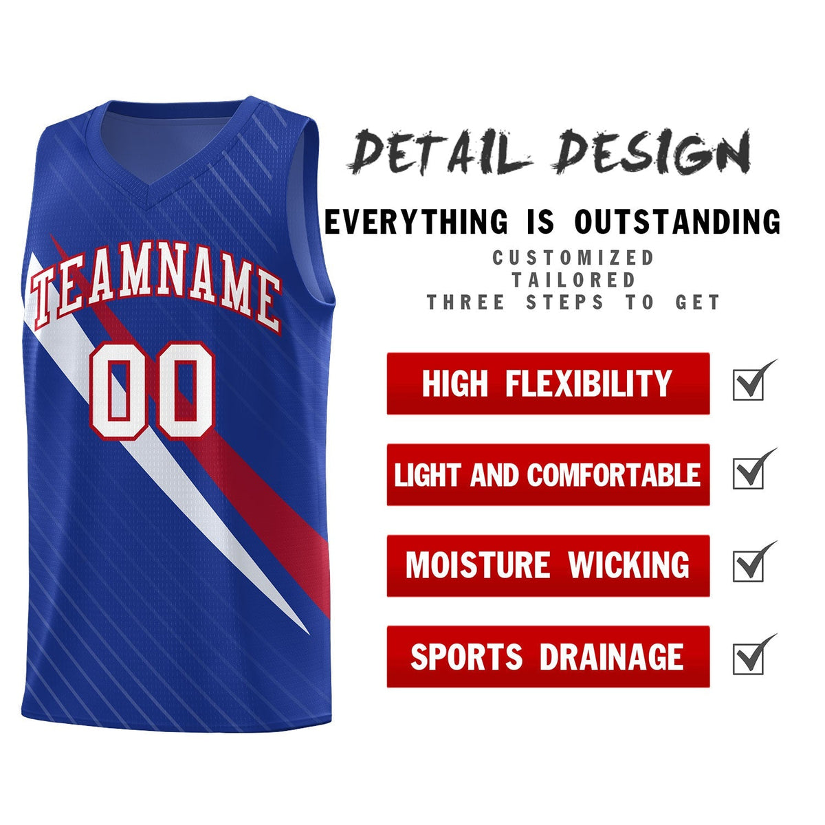 Custom Royal Diagonal Pinstripe Pattern Color Block Sports Uniform Basketball Jersey|KXKSHOP
