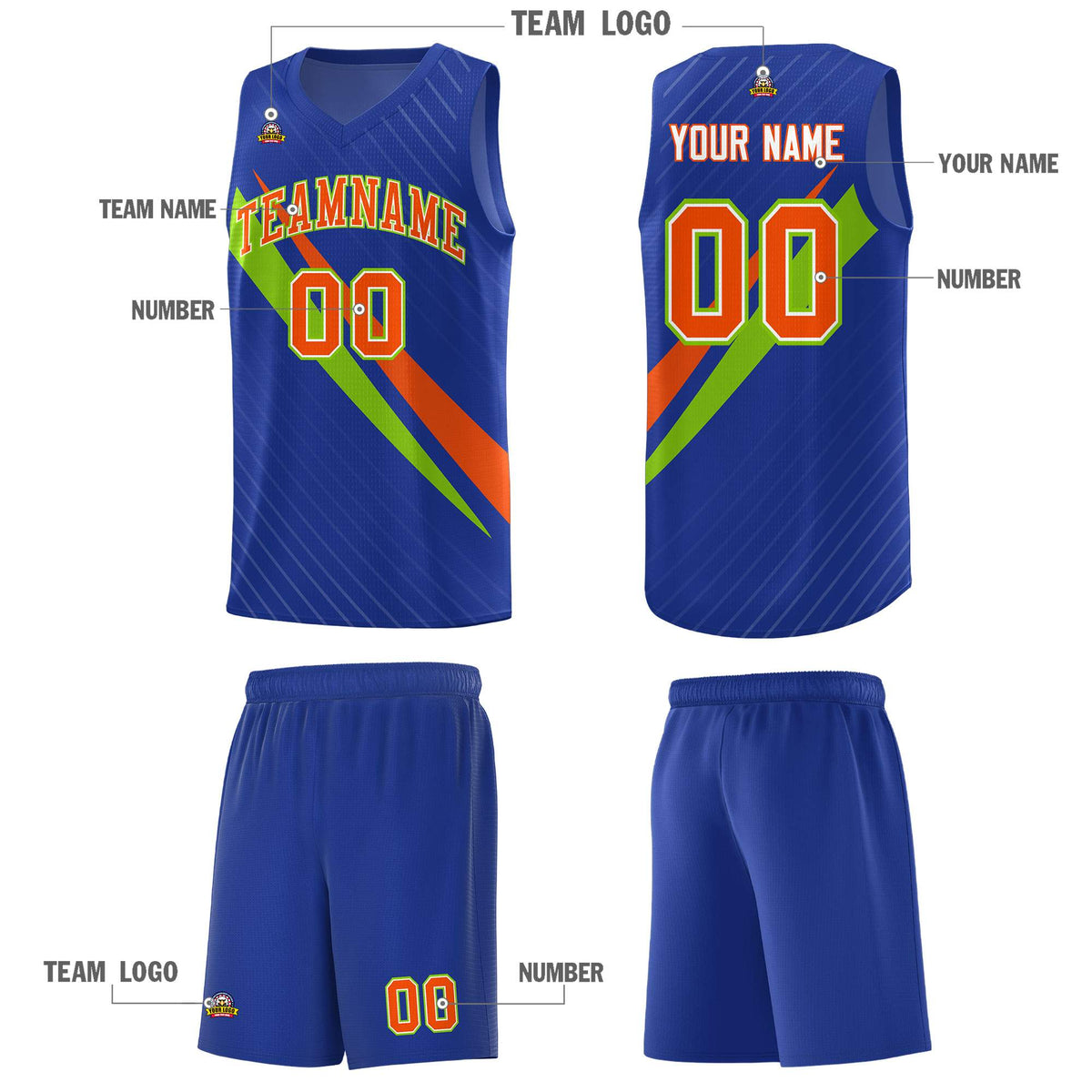 Custom Royal Diagonal Pinstripe Pattern Color Block Sports Uniform Basketball Jersey|KXKSHOP