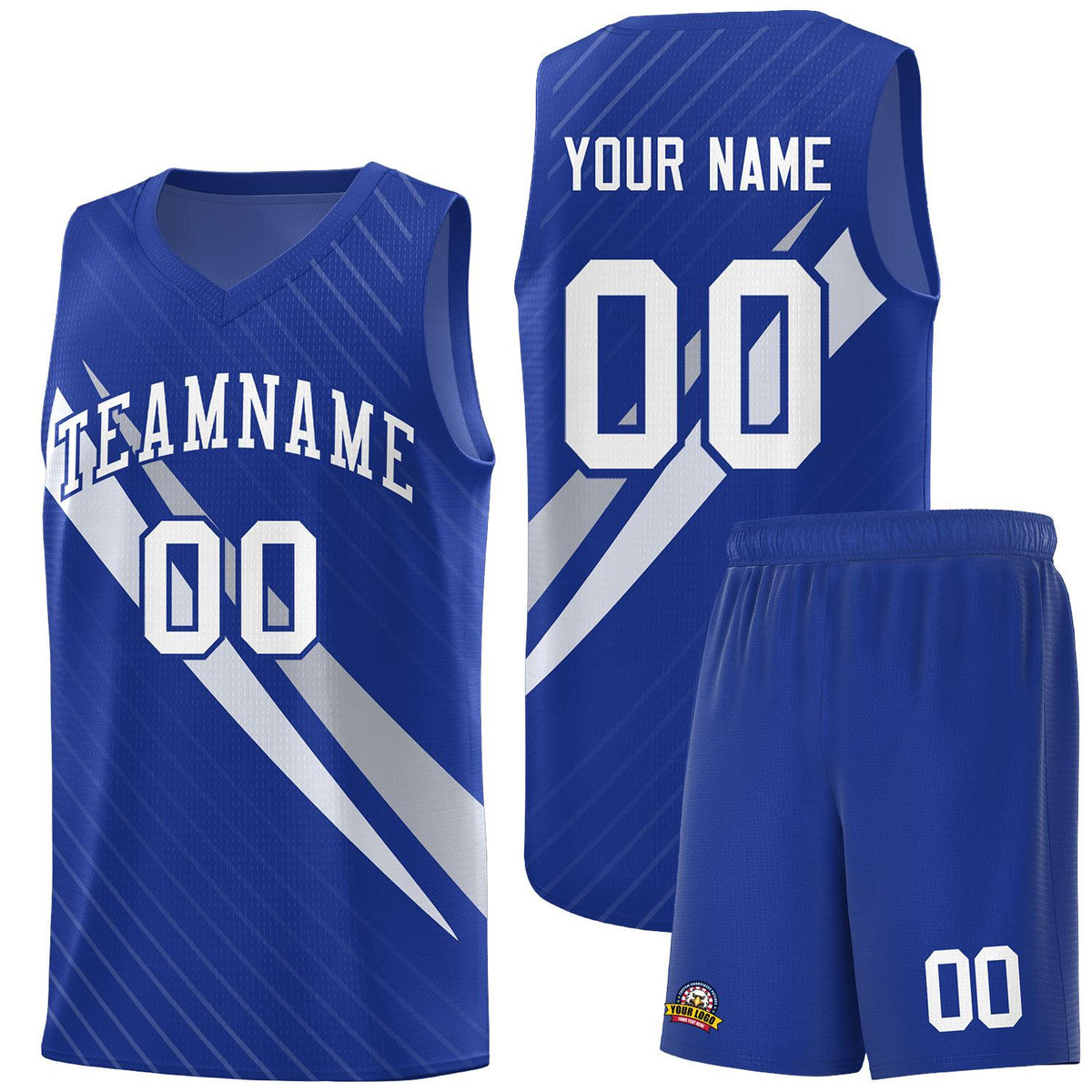 Custom Royal Diagonal Pinstripe Pattern Color Block Sports Uniform Basketball Jersey|KXKSHOP