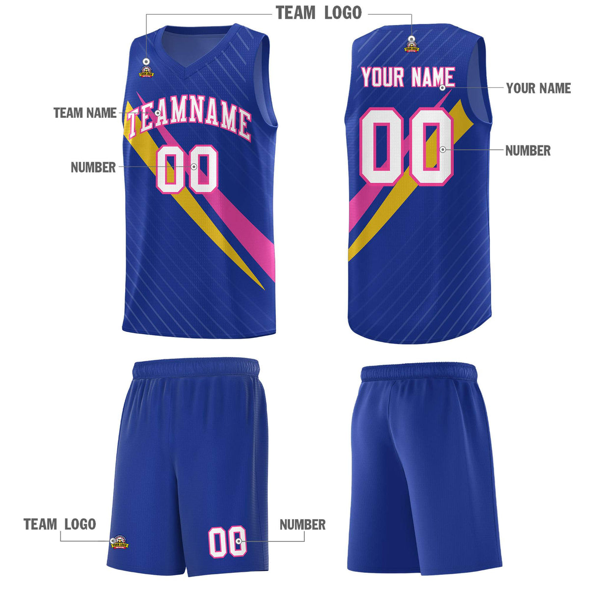 Custom Royal Diagonal Pinstripe Pattern Color Block Sports Uniform Basketball Jersey|KXKSHOP