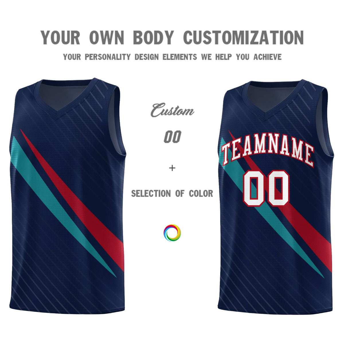 Custom Navy Diagonal Pinstripe Pattern Color Block Sports Uniform Basketball Jersey|KXKSHOP