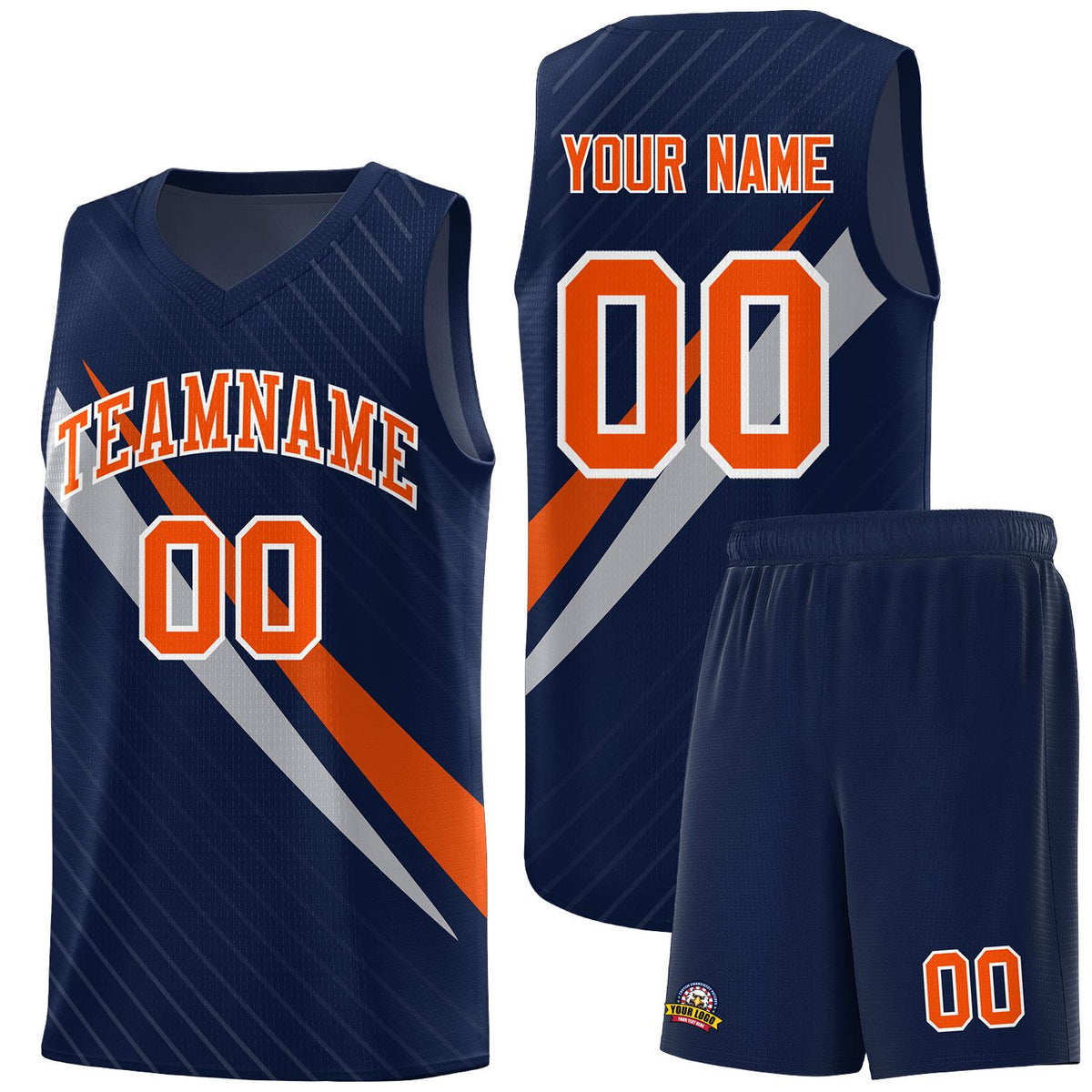 Custom Navy Diagonal Pinstripe Pattern Color Block Sports Uniform Basketball Jersey|KXKSHOP