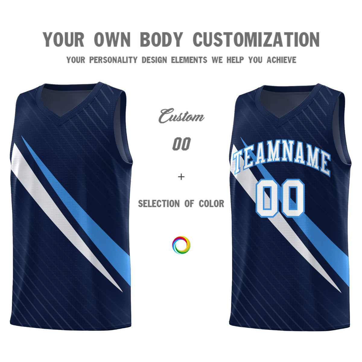 Custom Navy Diagonal Pinstripe Pattern Color Block Sports Uniform Basketball Jersey|KXKSHOP
