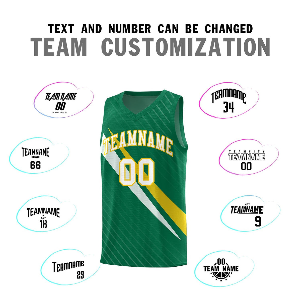 Custom Kelly Green Diagonal Pinstripe Pattern Color Block Sports Uniform Basketball Jersey|KXKSHOP