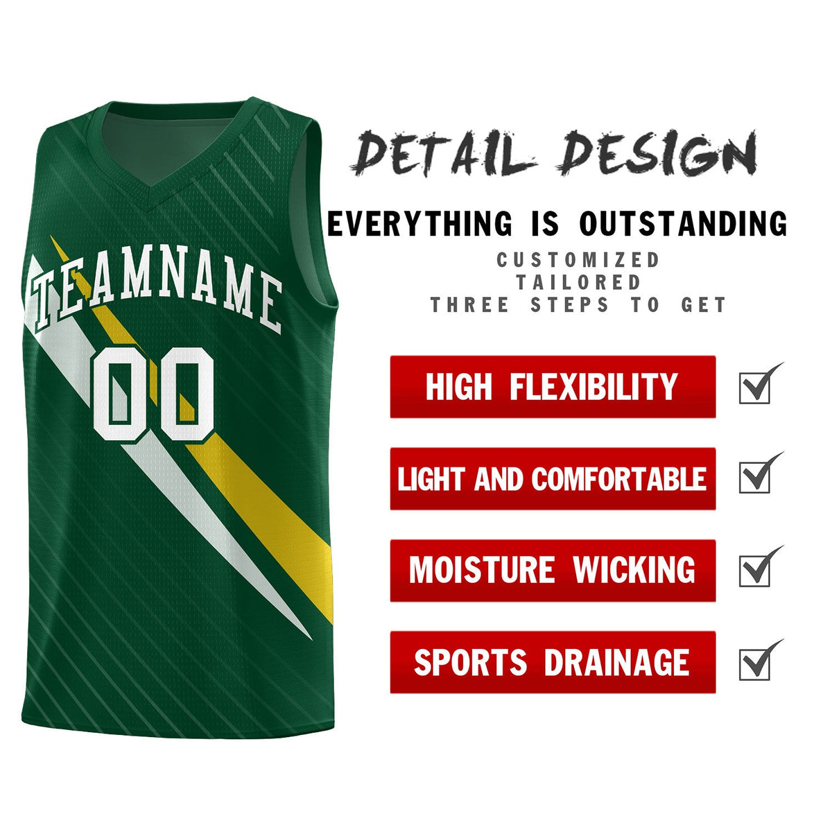 Custom Hunter Green Diagonal Pinstripe Pattern Color Block Sports Uniform Basketball Jersey|KXKSHOP