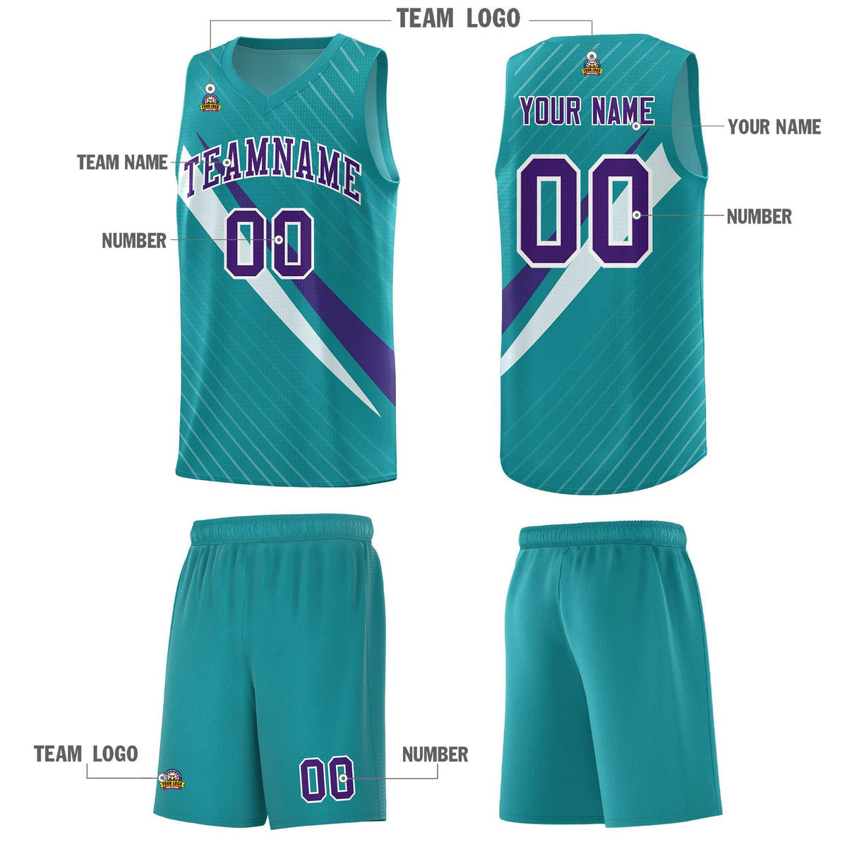 Custom Aqua Diagonal Pinstripe Pattern Color Block Sports Uniform Basketball Jersey|KXKSHOP