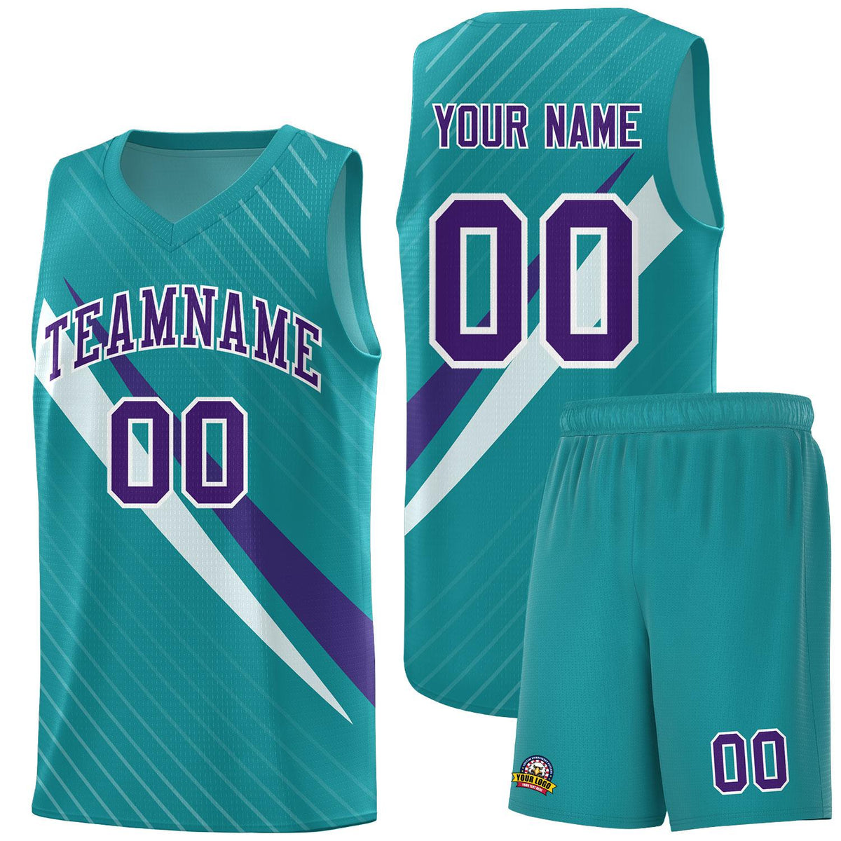 Custom Aqua Diagonal Pinstripe Pattern Color Block Sports Uniform Basketball Jersey|KXKSHOP