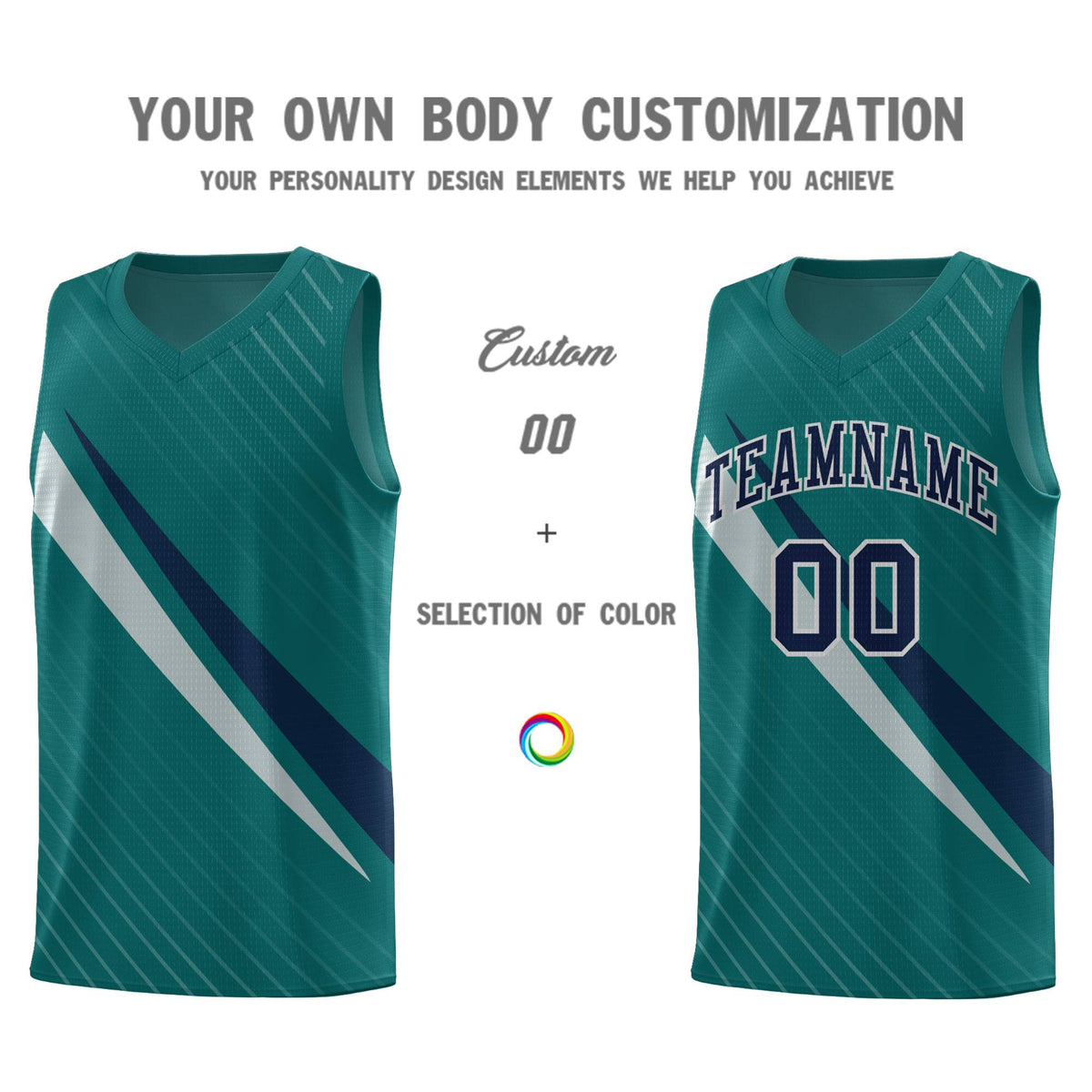 Custom Aqua Diagonal Pinstripe Pattern Color Block Sports Uniform Basketball Jersey|KXKSHOP