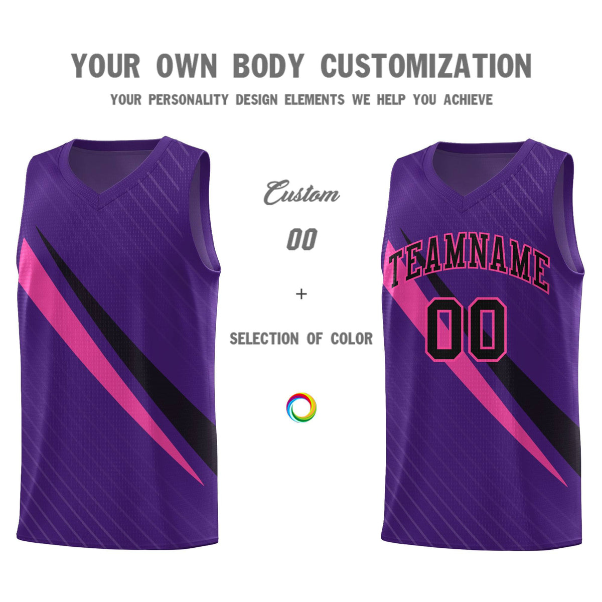 Custom Purple Diagonal Pinstripe Pattern Color Block Sports Uniform Basketball Jersey|KXKSHOP