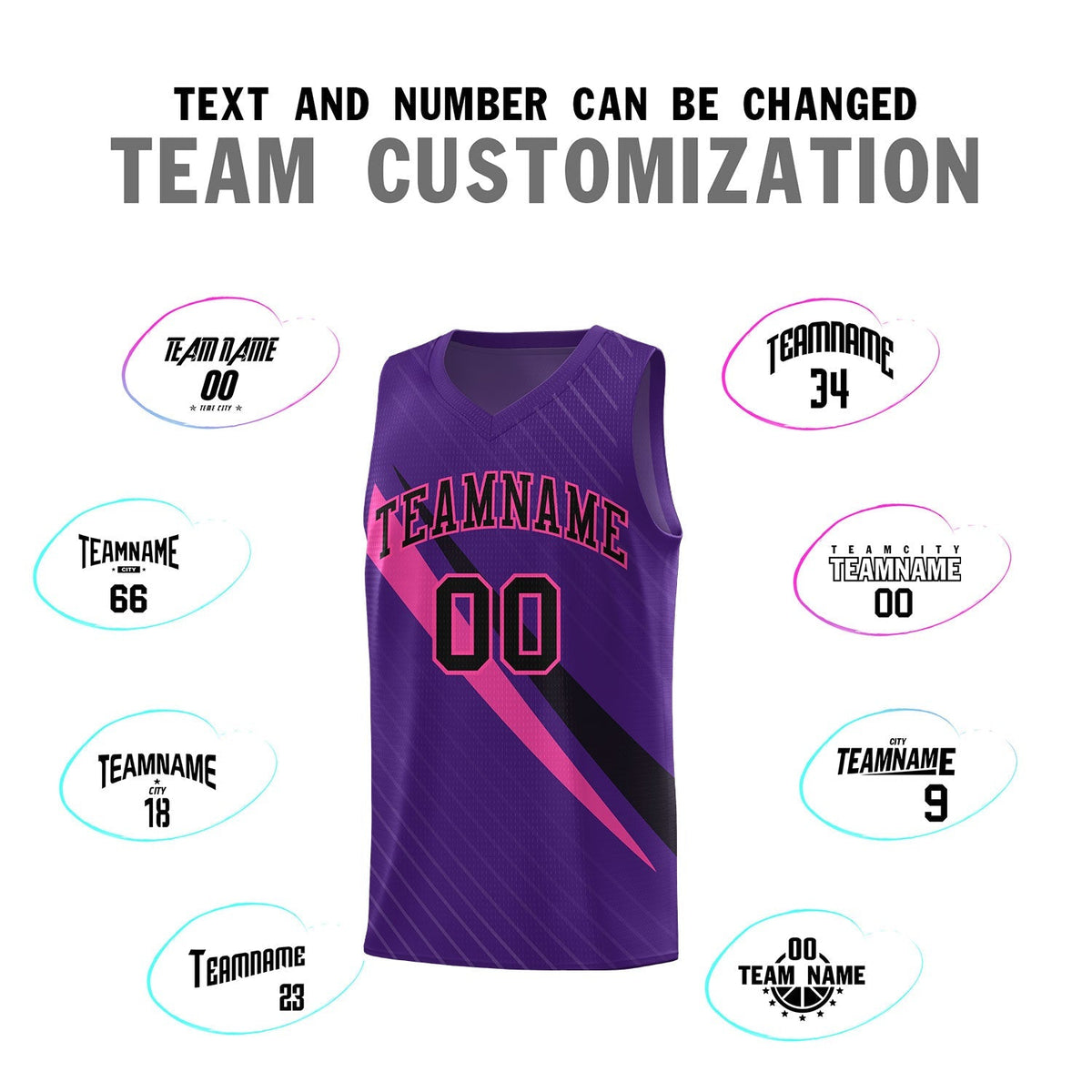 Custom Purple Diagonal Pinstripe Pattern Color Block Sports Uniform Basketball Jersey|KXKSHOP