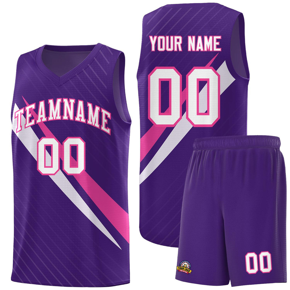 Custom Purple Diagonal Pinstripe Pattern Color Block Sports Uniform Basketball Jersey|KXKSHOP