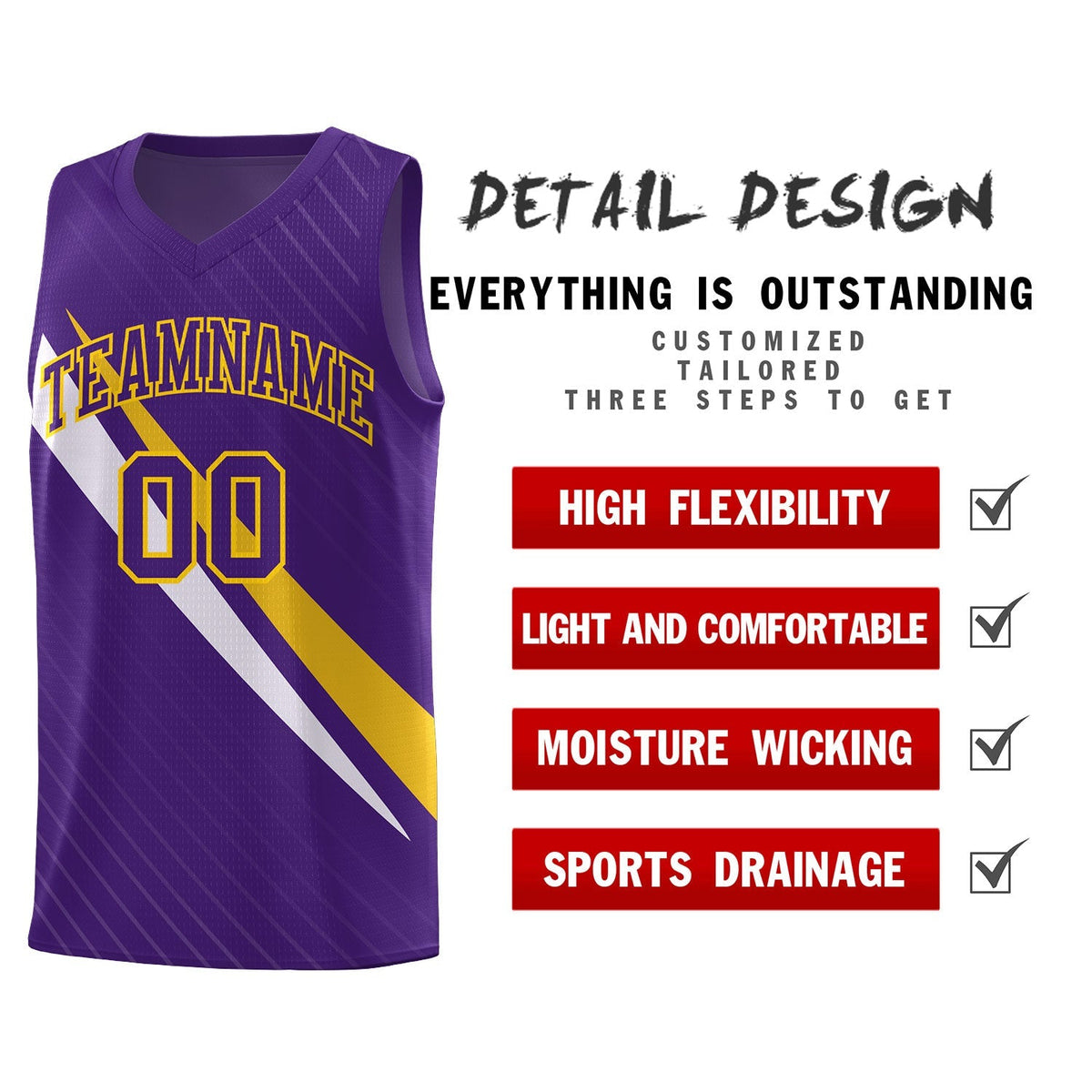 Custom Purple Diagonal Pinstripe Pattern Color Block Sports Uniform Basketball Jersey|KXKSHOP