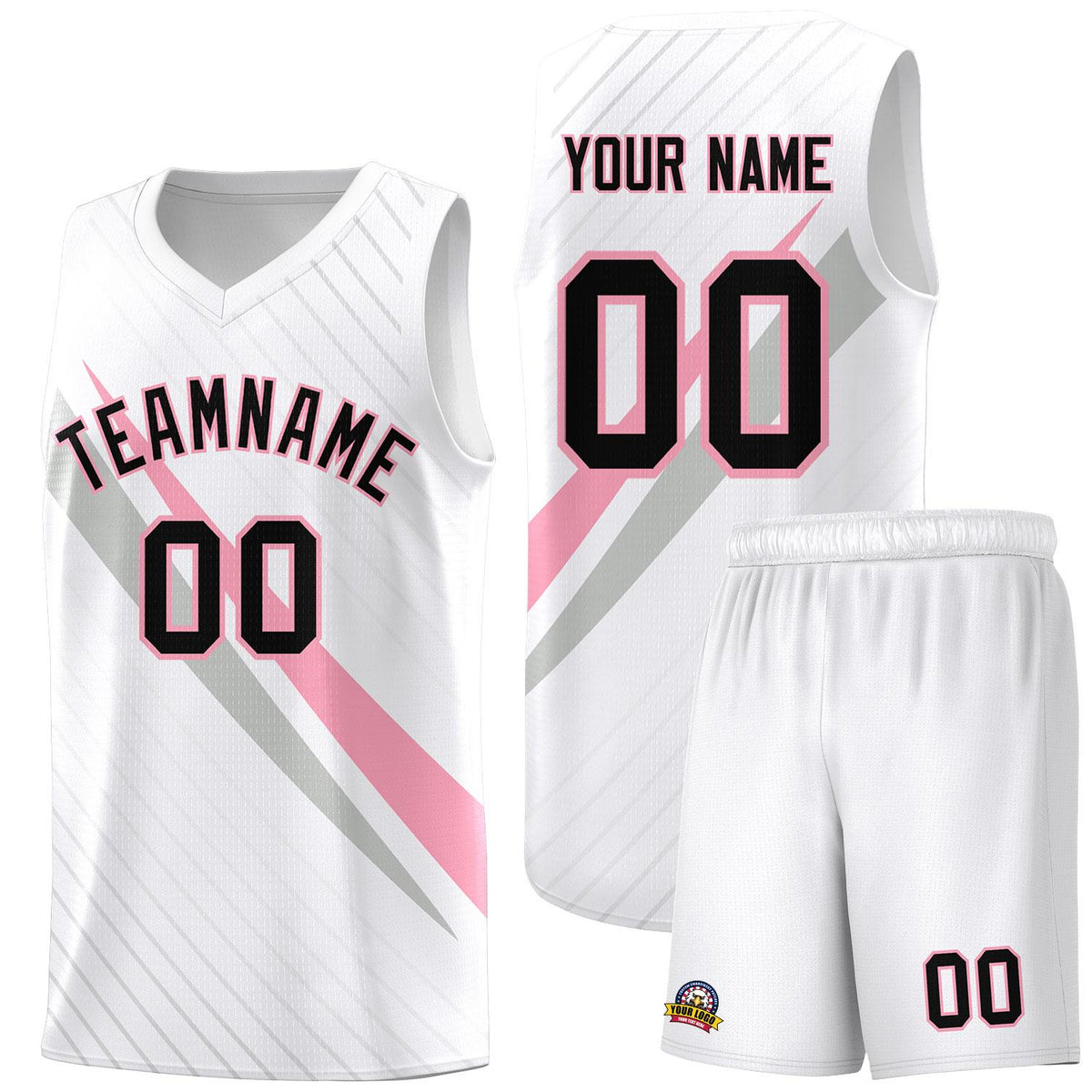 Custom White Diagonal Pinstripe Pattern Color Block Sports Uniform Basketball Jersey|KXKSHOP