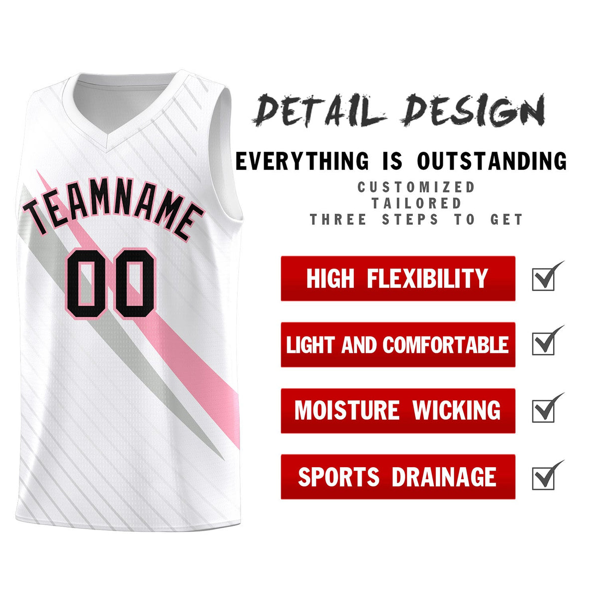 Custom White Diagonal Pinstripe Pattern Color Block Sports Uniform Basketball Jersey|KXKSHOP