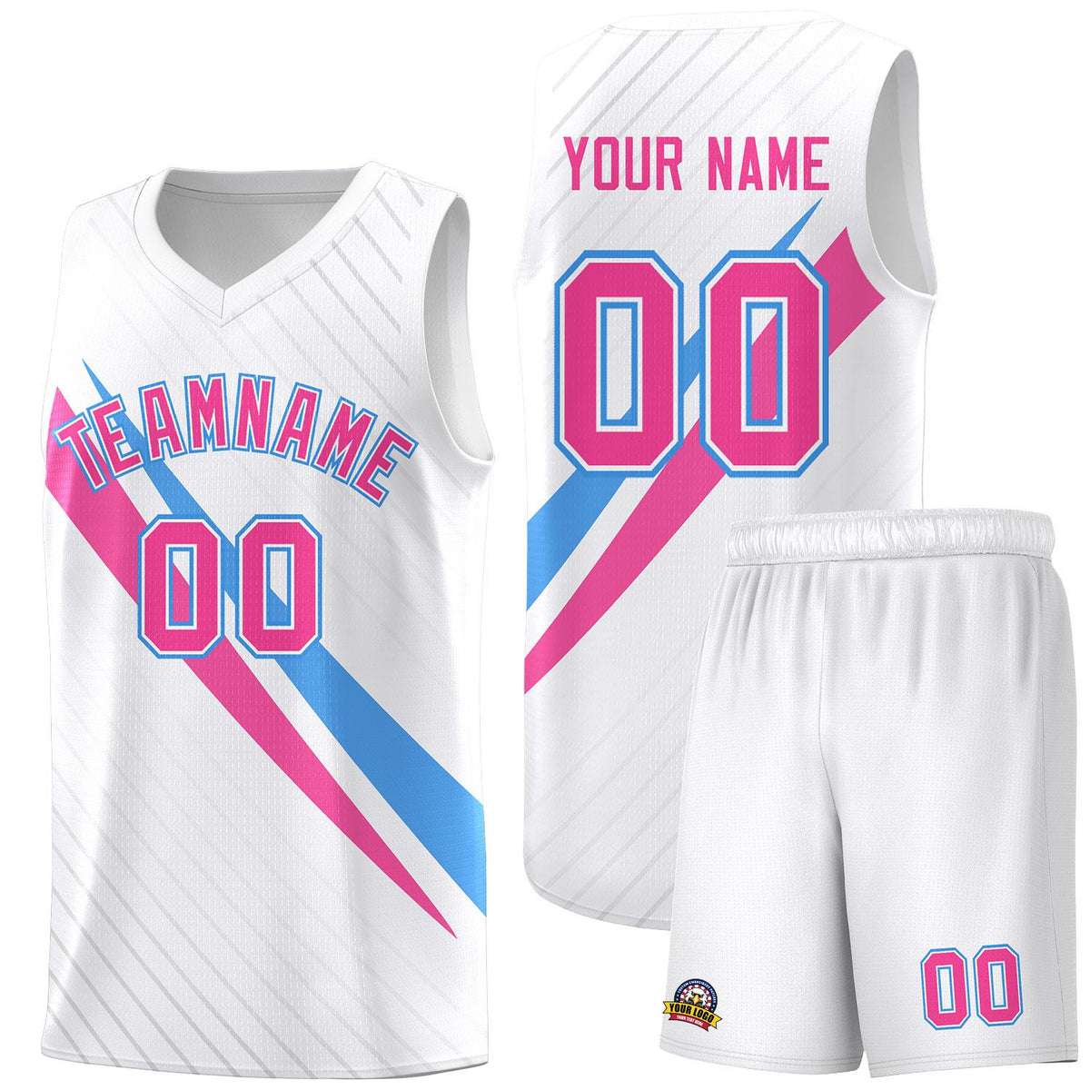 Custom White Diagonal Pinstripe Pattern Color Block Sports Uniform Basketball Jersey|KXKSHOP