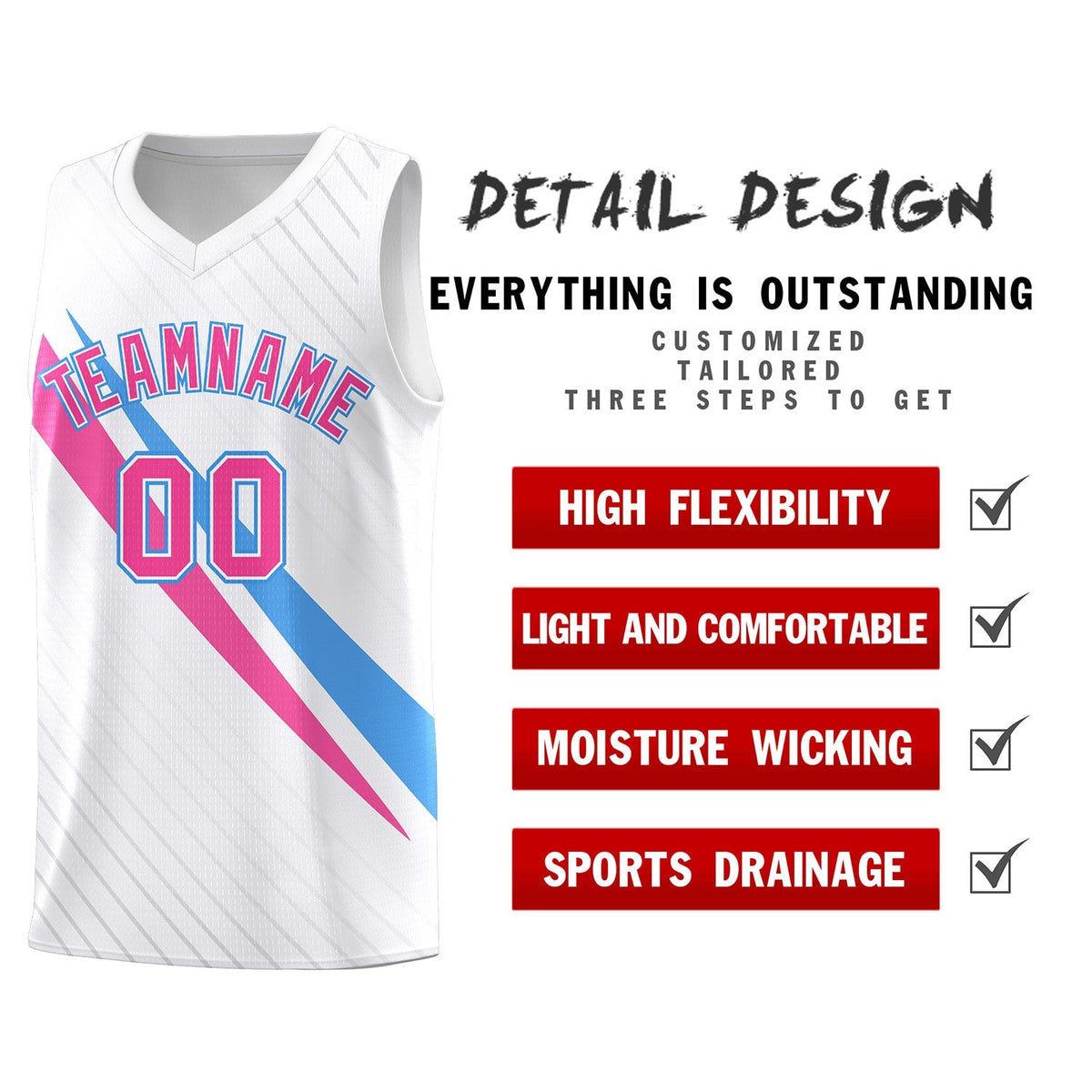 Custom White Diagonal Pinstripe Pattern Color Block Sports Uniform Basketball Jersey|KXKSHOP