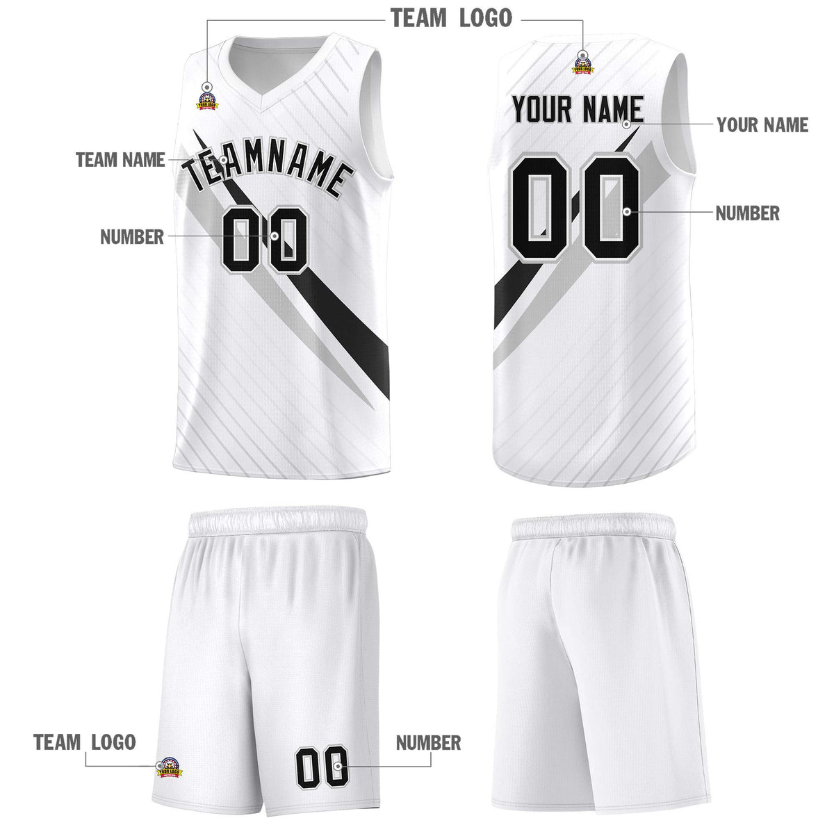 Custom White Diagonal Pinstripe Pattern Color Block Sports Uniform Basketball Jersey|KXKSHOP