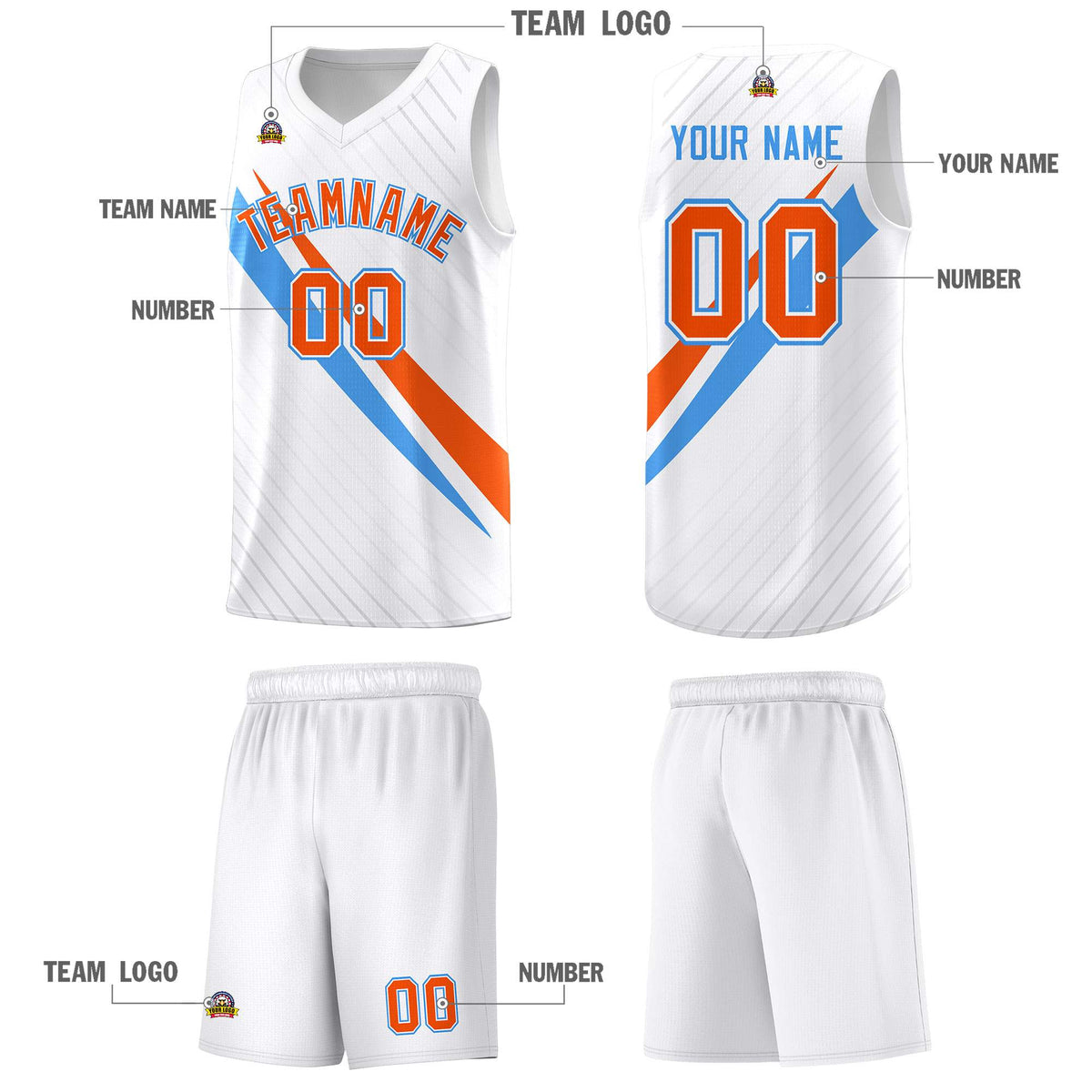 Custom White Diagonal Pinstripe Pattern Color Block Sports Uniform Basketball Jersey|KXKSHOP