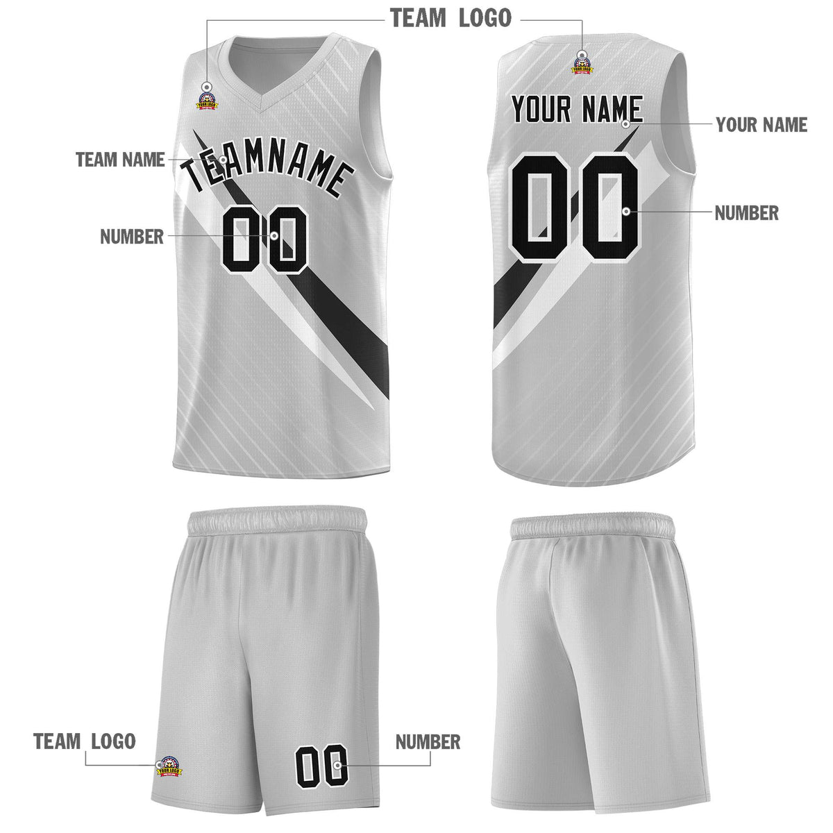 Custom Gray Diagonal Pinstripe Pattern Color Block Sports Uniform Basketball Jersey|KXKSHOP