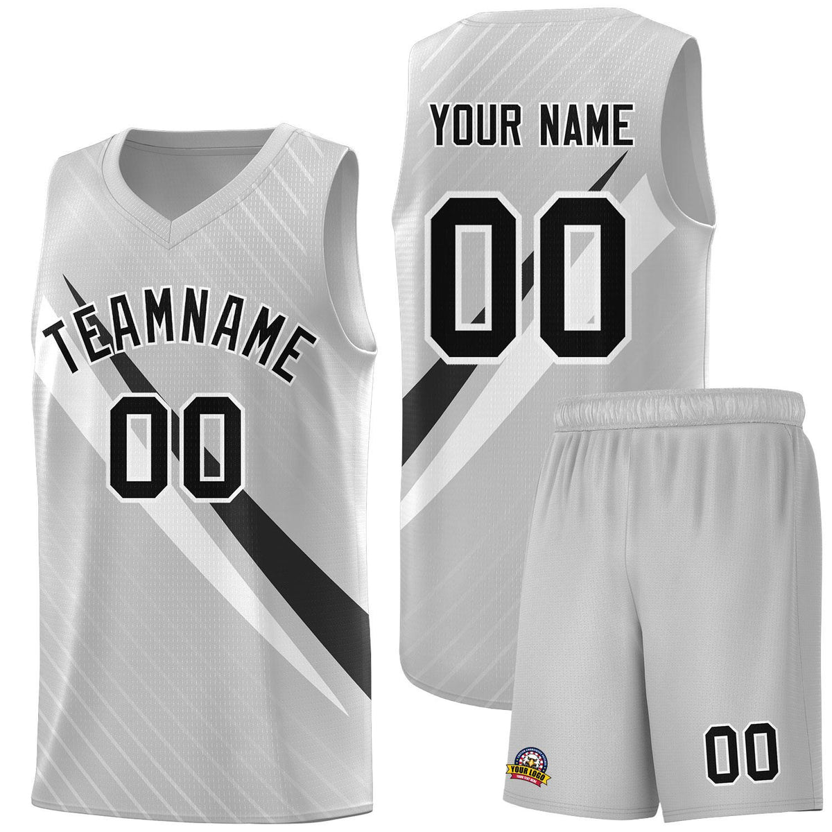 Custom Gray Diagonal Pinstripe Pattern Color Block Sports Uniform Basketball Jersey|KXKSHOP
