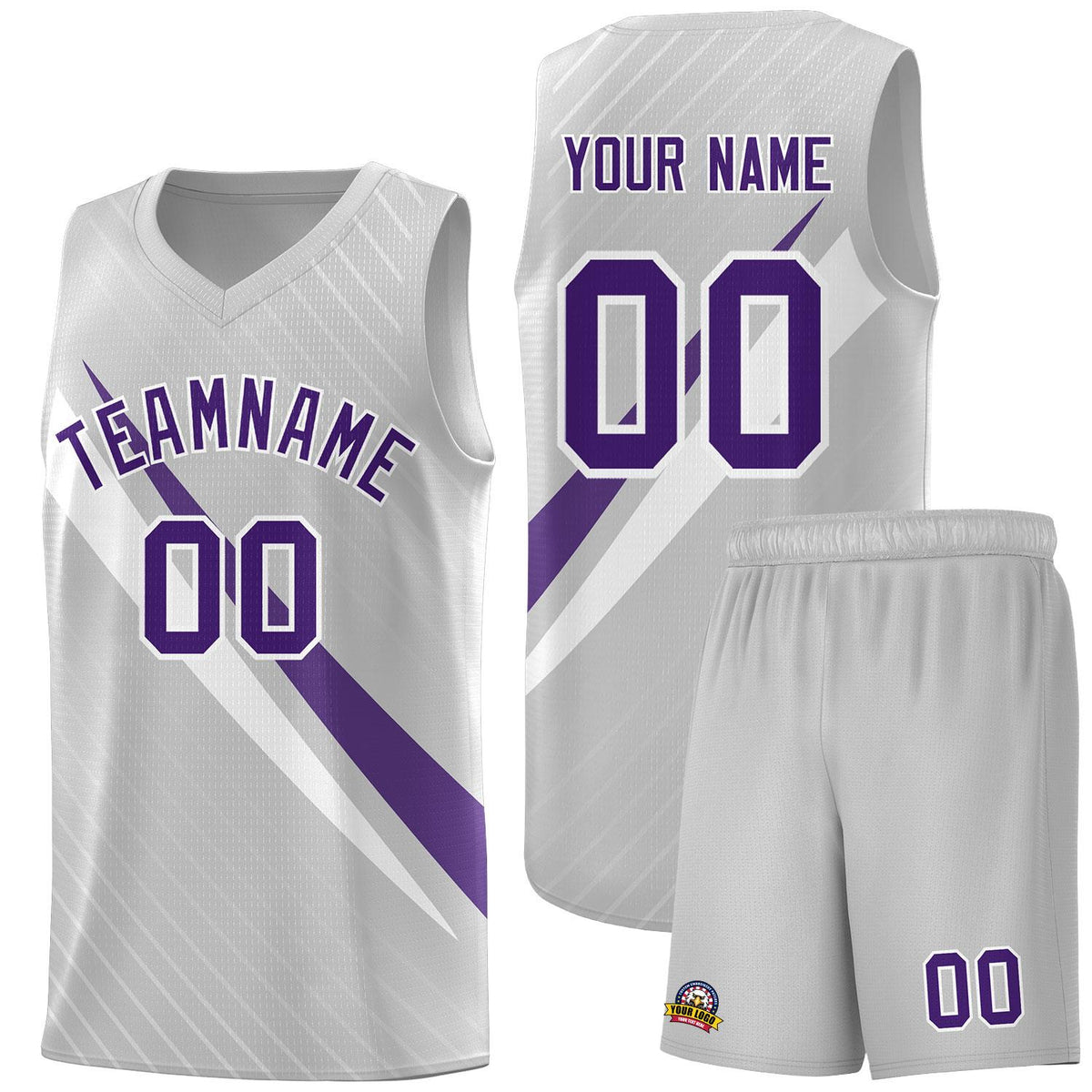 Custom Gray Diagonal Pinstripe Pattern Color Block Sports Uniform Basketball Jersey|KXKSHOP