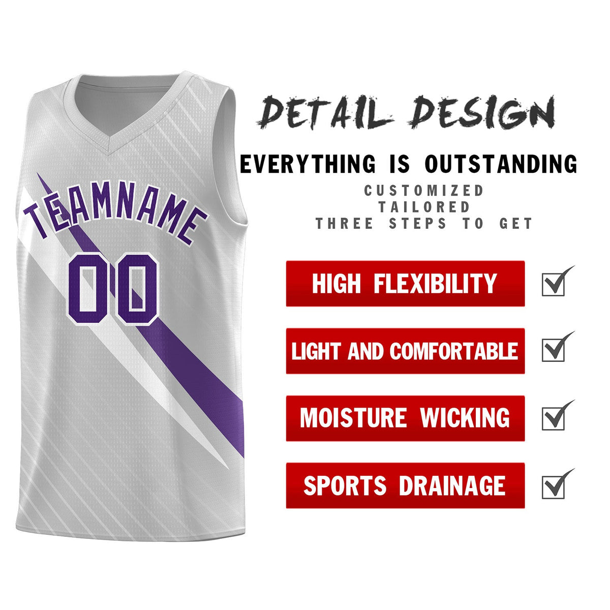 Custom Gray Diagonal Pinstripe Pattern Color Block Sports Uniform Basketball Jersey|KXKSHOP