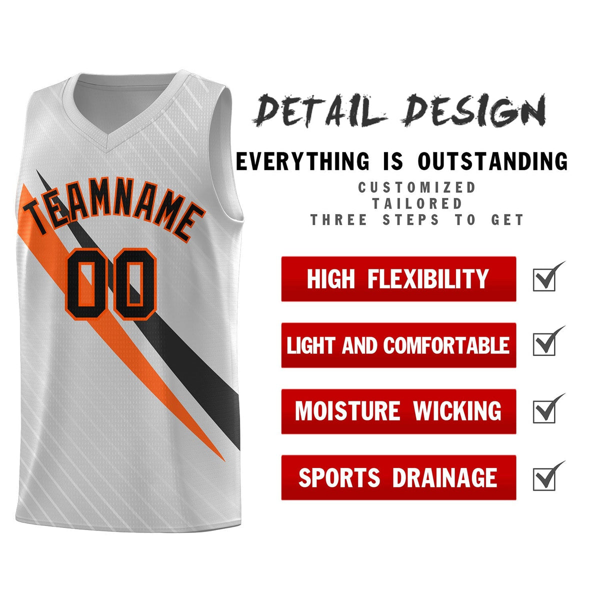 Custom Gray Diagonal Pinstripe Pattern Color Block Sports Uniform Basketball Jersey|KXKSHOP
