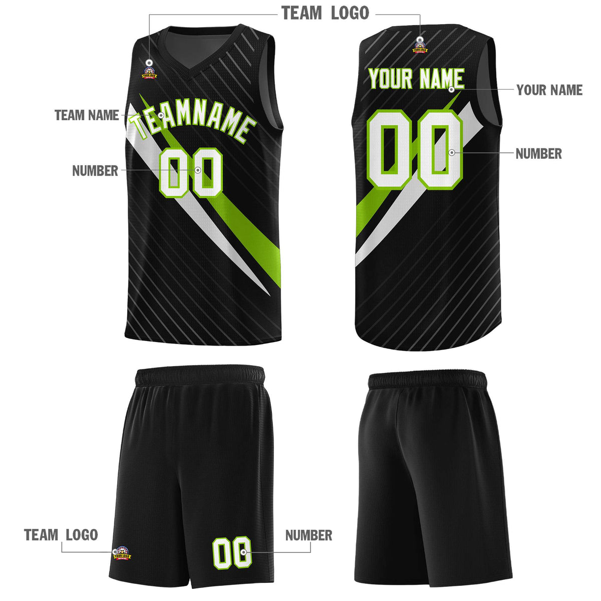 Custom Black Diagonal Pinstripe Pattern Color Block Sports Uniform Basketball Jersey|KXKSHOP