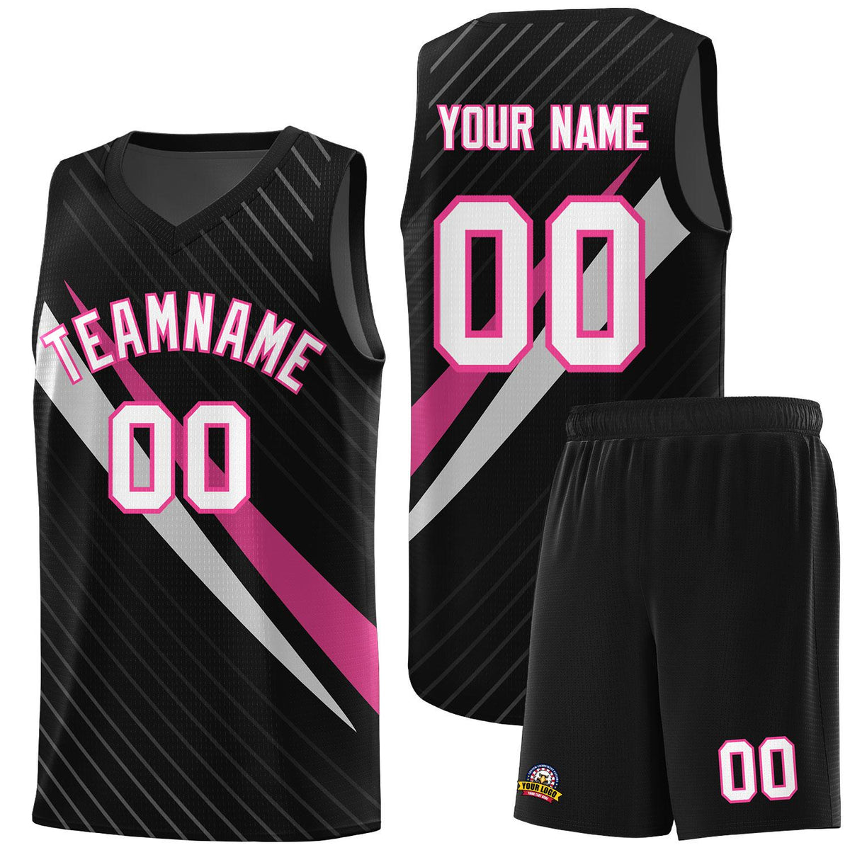 Custom Black Diagonal Pinstripe Pattern Color Block Sports Uniform Basketball Jersey|KXKSHOP