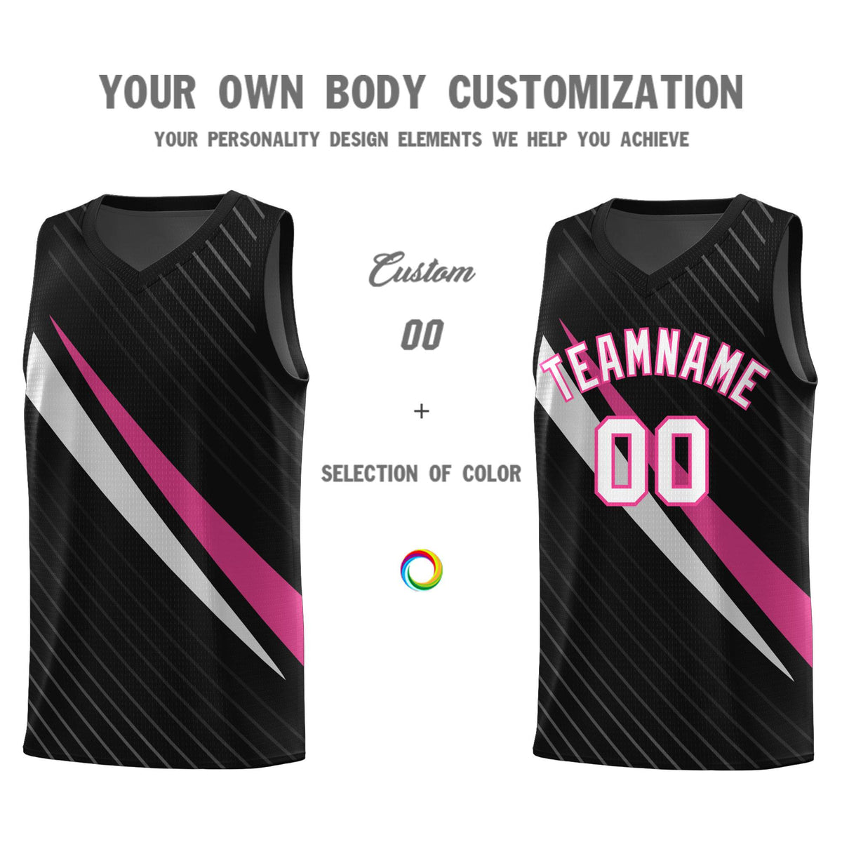 Custom Black Diagonal Pinstripe Pattern Color Block Sports Uniform Basketball Jersey|KXKSHOP