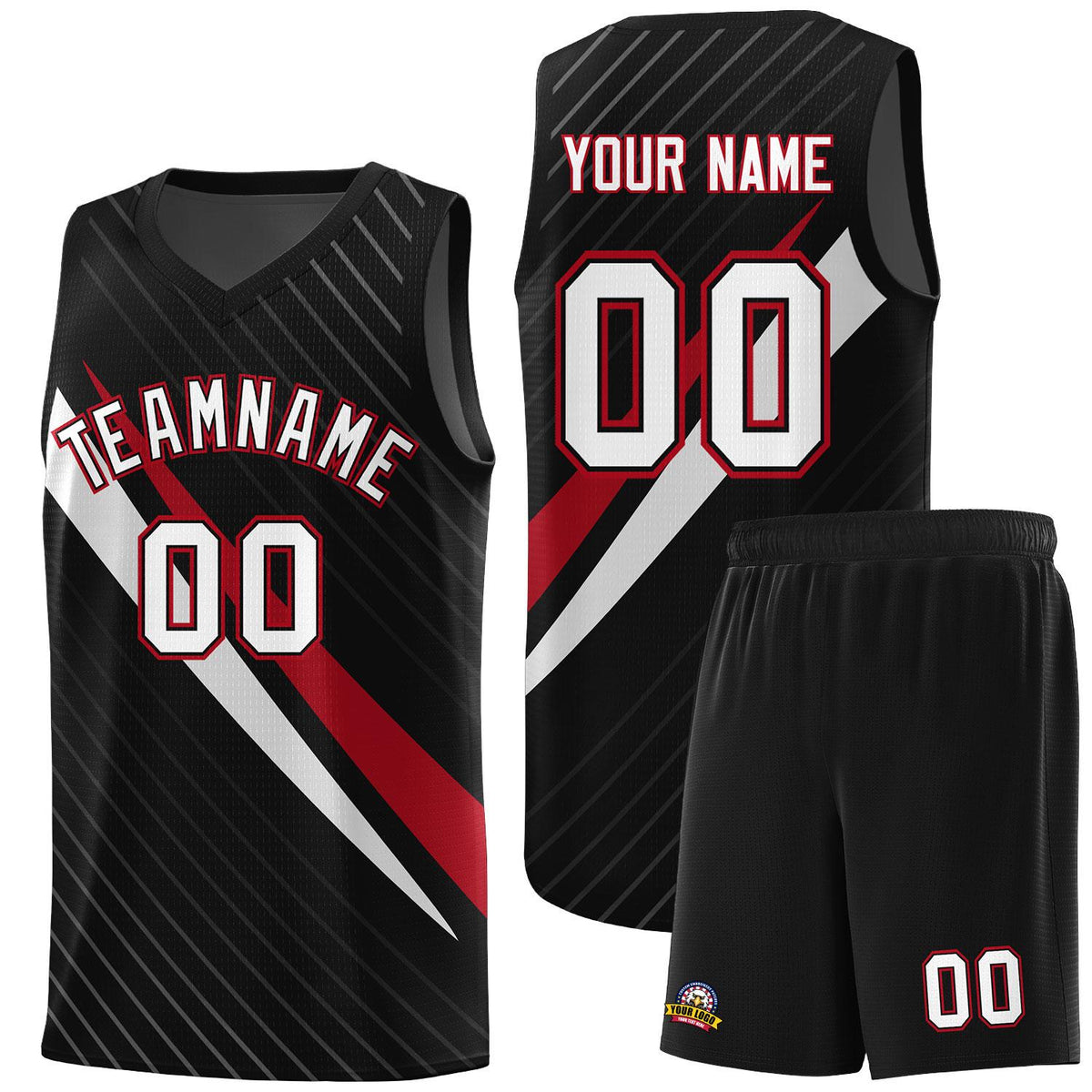 Custom Black Diagonal Pinstripe Pattern Color Block Sports Uniform Basketball Jersey|KXKSHOP