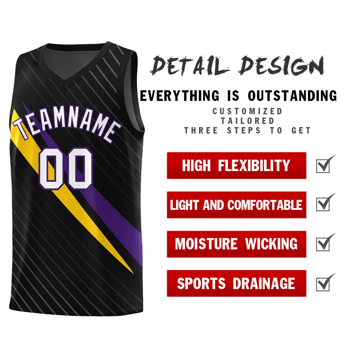 Custom Black Diagonal Pinstripe Pattern Color Block Sports Uniform Basketball Jersey|KXKSHOP