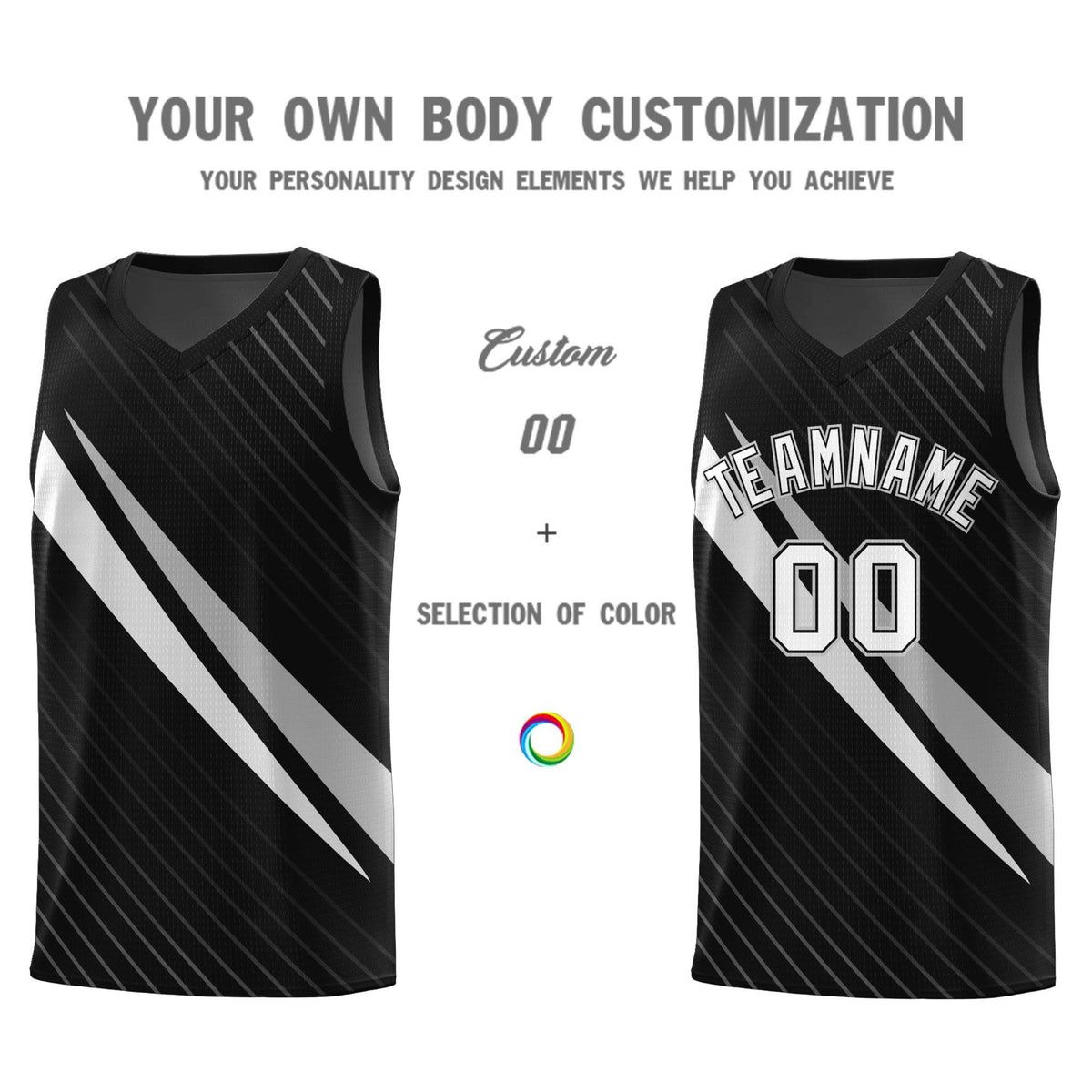 Custom Black Diagonal Pinstripe Pattern Color Block Sports Uniform Basketball Jersey|KXKSHOP