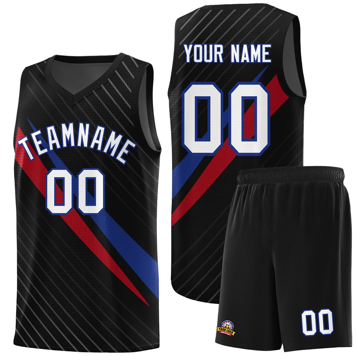 Custom Black Diagonal Pinstripe Pattern Color Block Sports Uniform Basketball Jersey|KXKSHOP