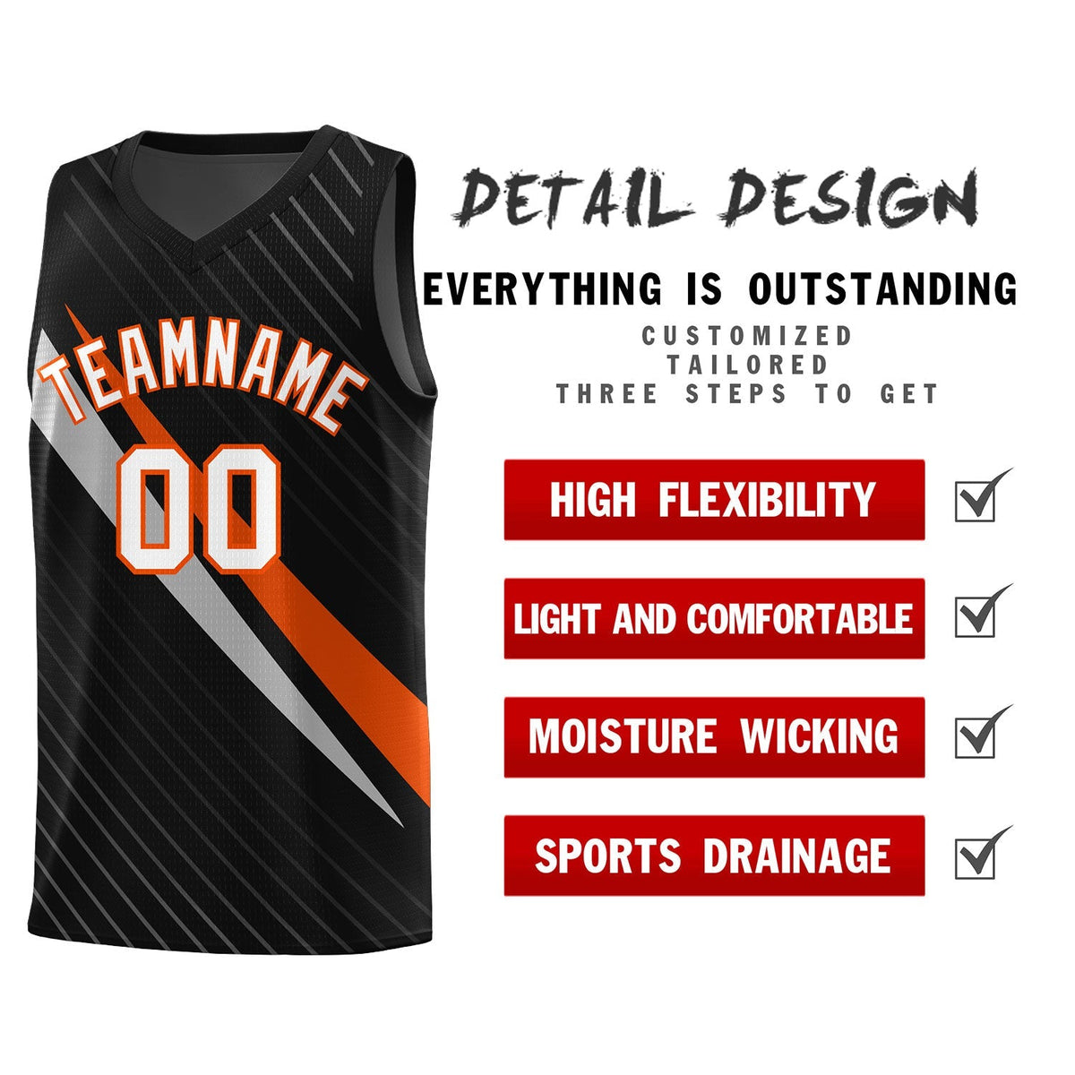 Custom Black Diagonal Pinstripe Pattern Color Block Sports Uniform Basketball Jersey|KXKSHOP