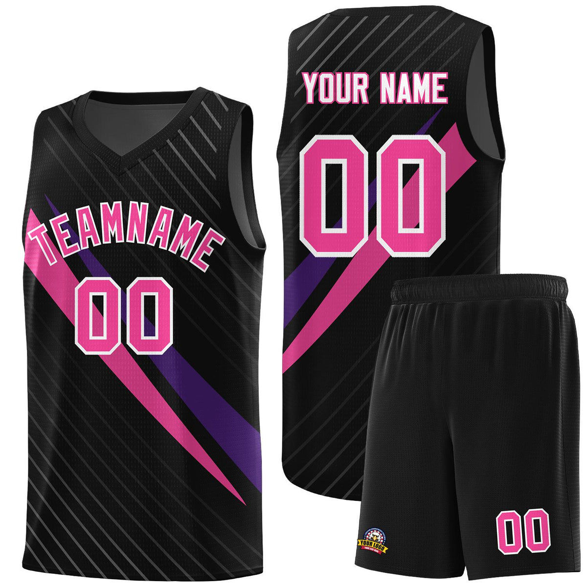 Custom Black Diagonal Pinstripe Pattern Color Block Sports Uniform Basketball Jersey|KXKSHOP