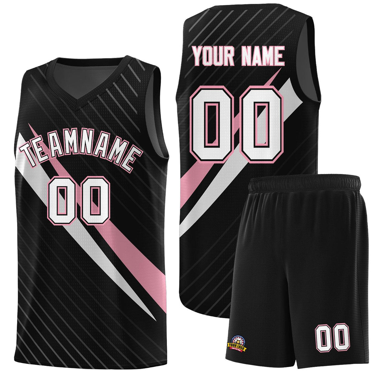Custom Black Diagonal Pinstripe Pattern Color Block Sports Uniform Basketball Jersey|KXKSHOP