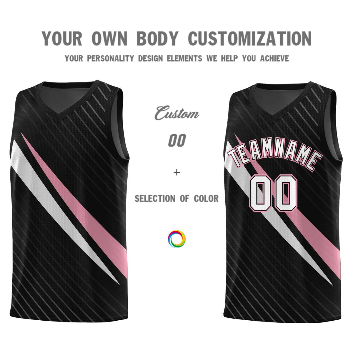 Custom Black Diagonal Pinstripe Pattern Color Block Sports Uniform Basketball Jersey|KXKSHOP