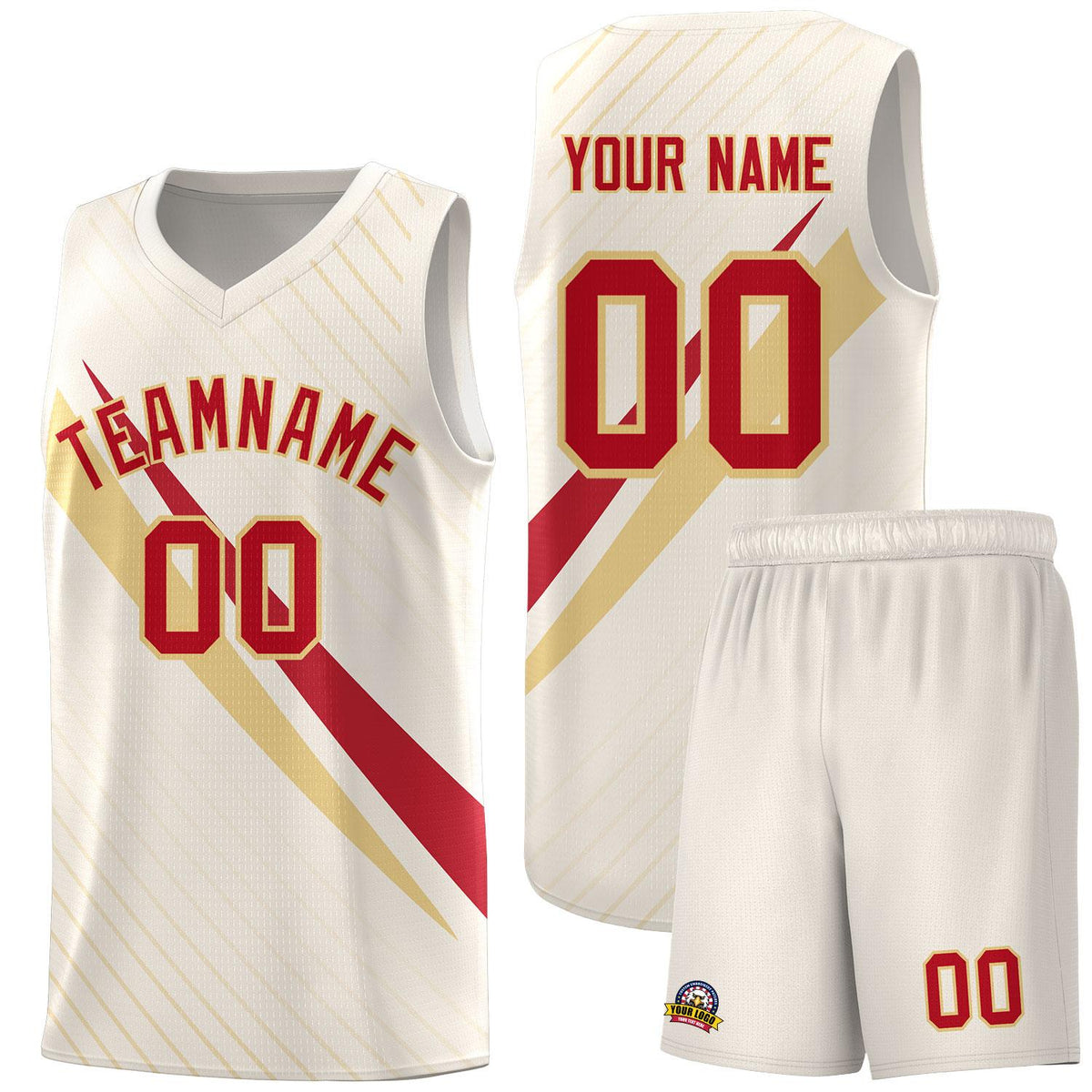 Custom Cream Diagonal Pinstripe Pattern Color Block Sports Uniform Basketball Jersey|KXKSHOP