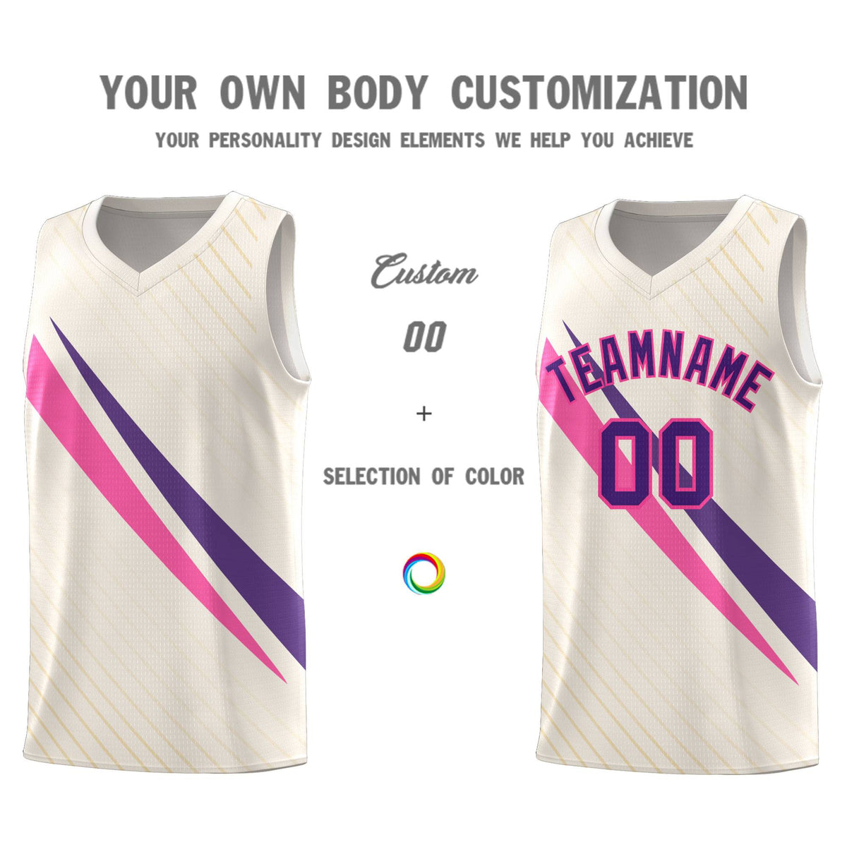 Custom Cream Diagonal Pinstripe Pattern Color Block Sports Uniform Basketball Jersey|KXKSHOP